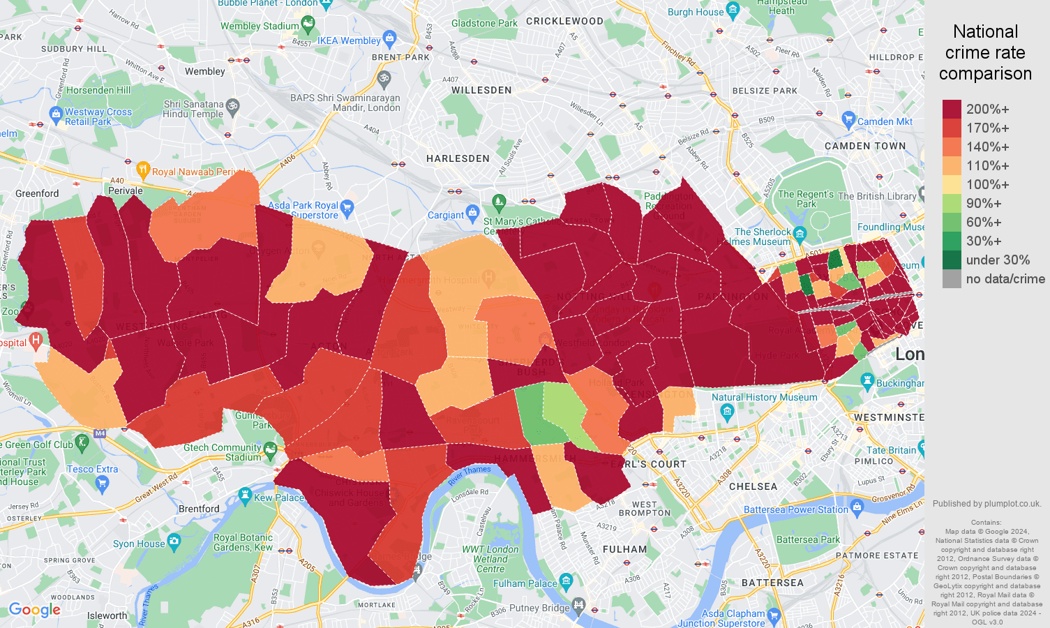WestLondon robbery crime statistics in maps and graphs.