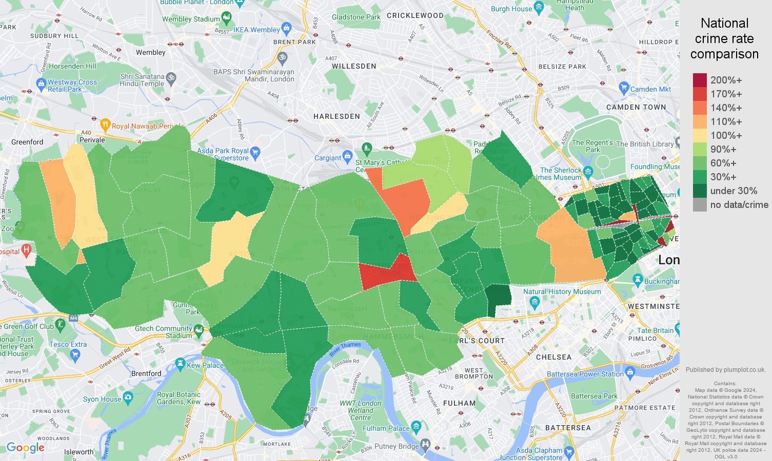 WestLondon violent crime statistics in maps and graphs.
