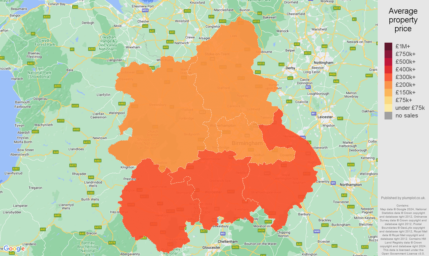 WestMidlands house prices in maps and graphs.