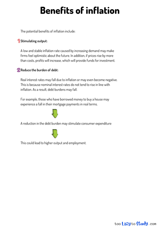 Benefits of inflation economics notes explained with diagrams
