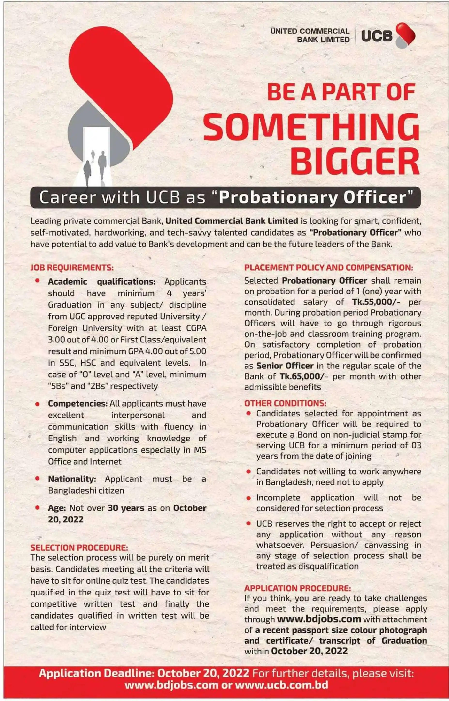 UCB Bank Job Circular 2024 BD Govt Job