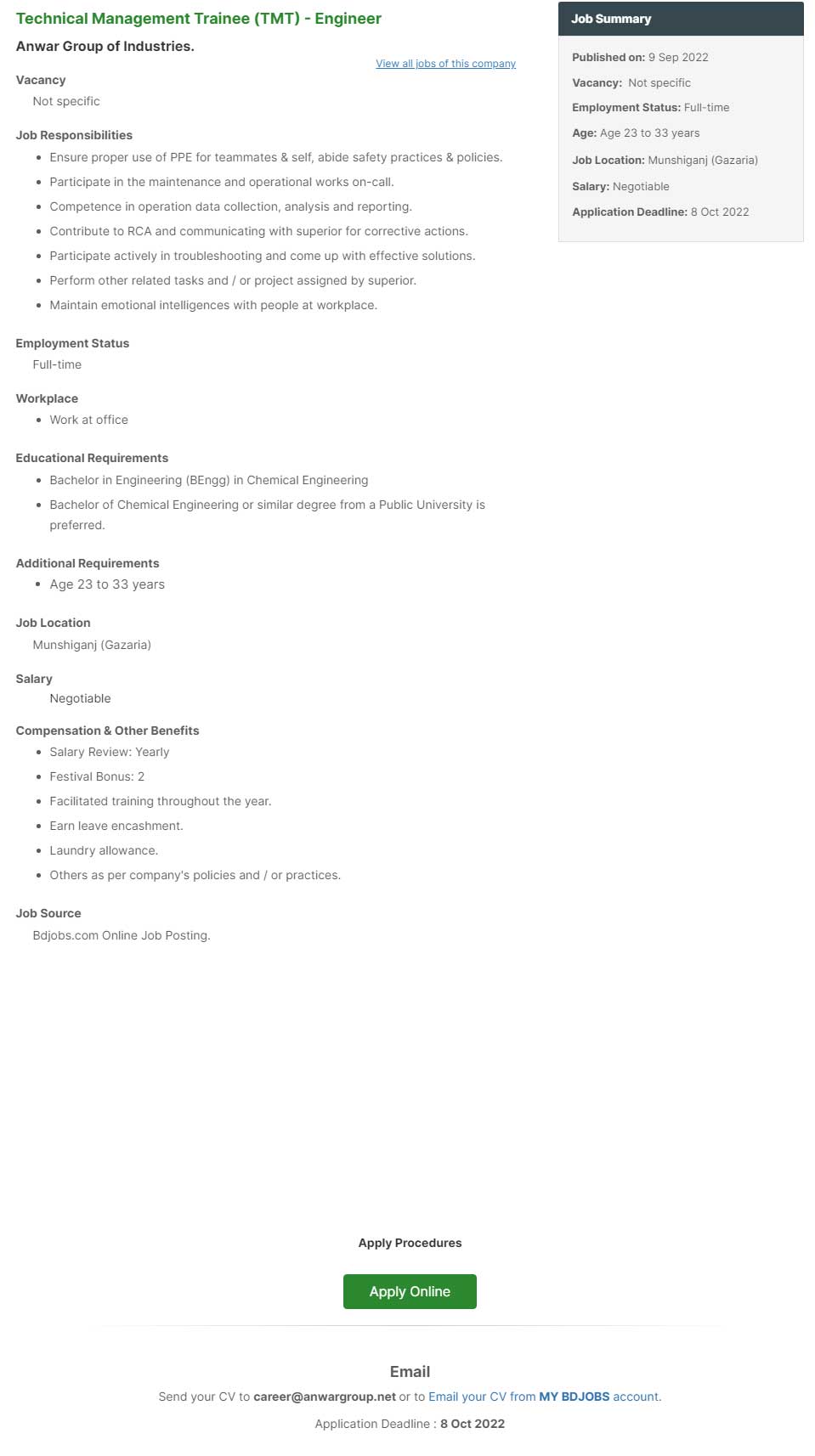 Running All Company Job Circular 2022 Vacancy 1770 Plus CKBR