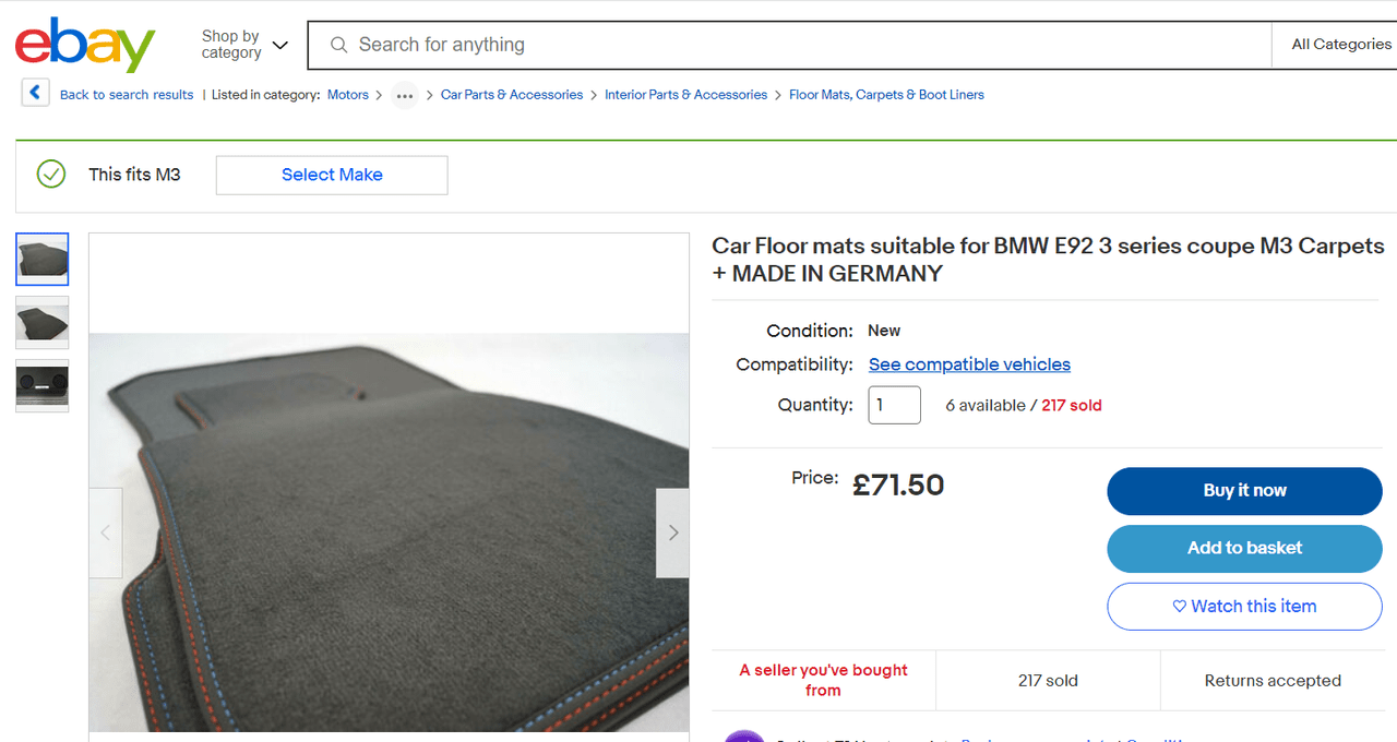Bespoke floor mats for E92? The M3cutters
