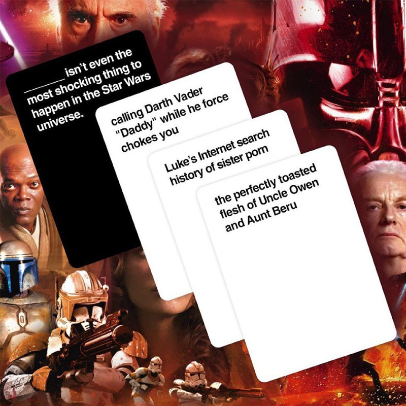 Find many great new & used options and get the best deals for cards against star wars at the best online prices at ebay! Each round, one player reads from a blue card and everyone, in turn, answers. Cards Against STAR WARS/Cards Against Humanity STAR WARS Edition AUS