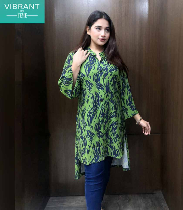 Round Collar Full Sleeve Short Kurti TaiDai FIT ELEGANCE