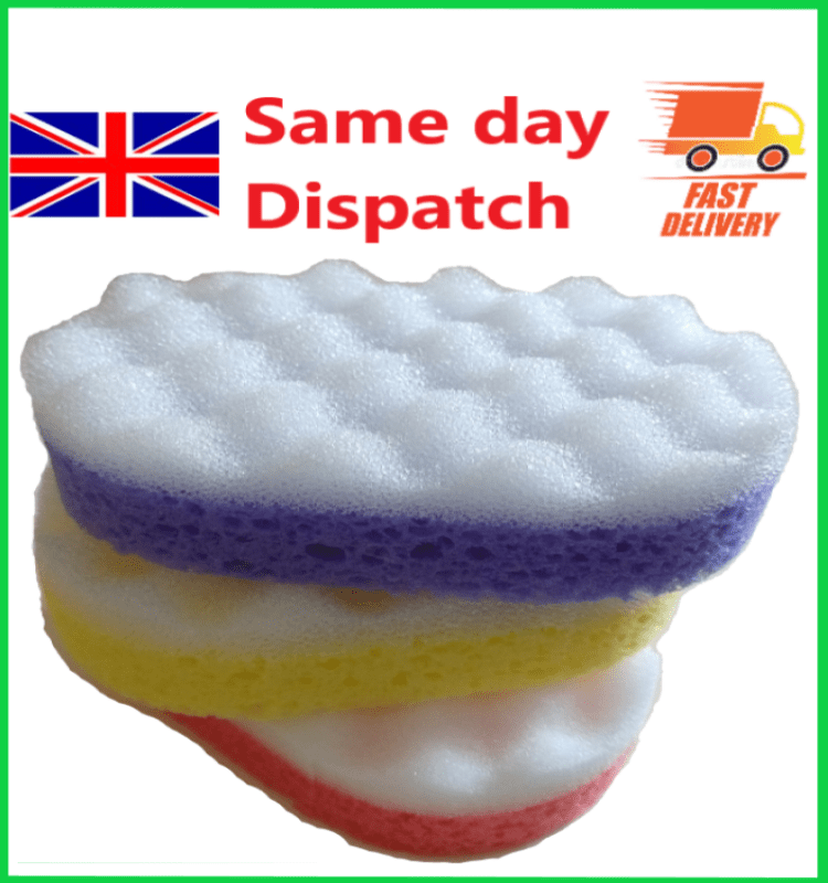 3 Pack Soft Oval Massage Exfoliating Bath Shower Sponge assorted colour