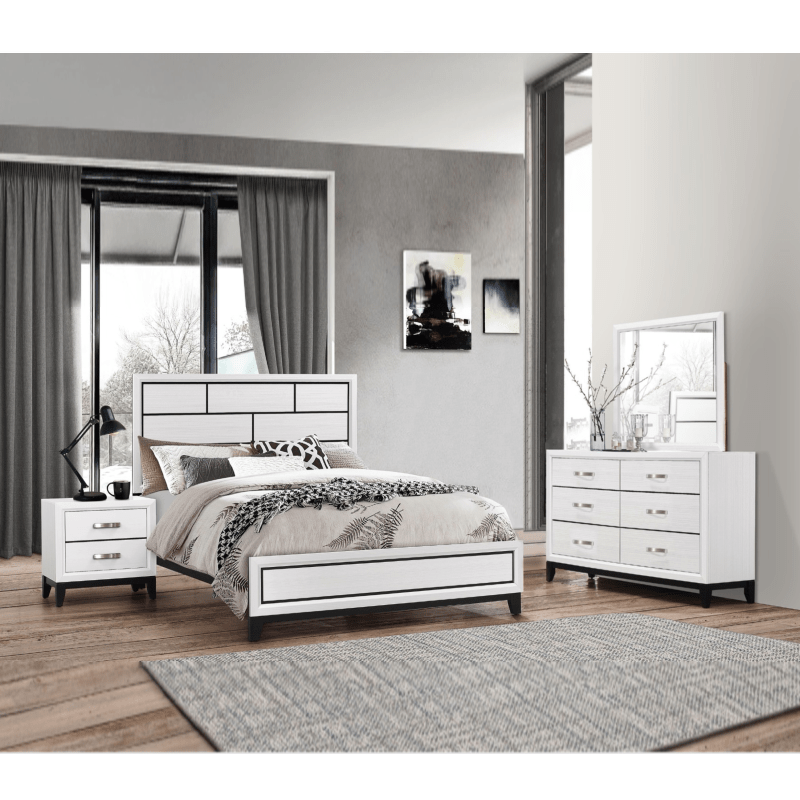 NEW Modern White Queen King Full Twin 4PC Bedroom Set Rustic Furniture Bed/D/M/N eBay