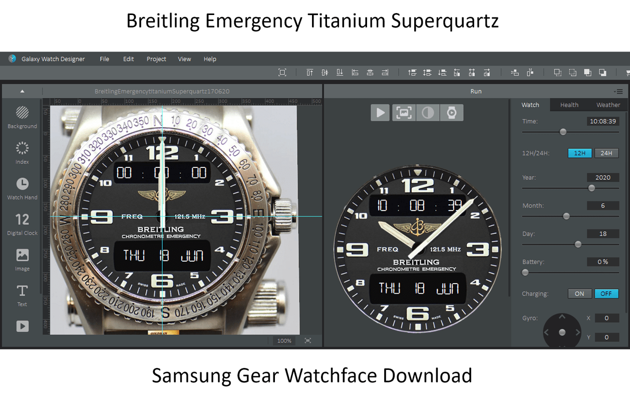 Download the Breitling Emergency Superquartz LCD Titanium watchface