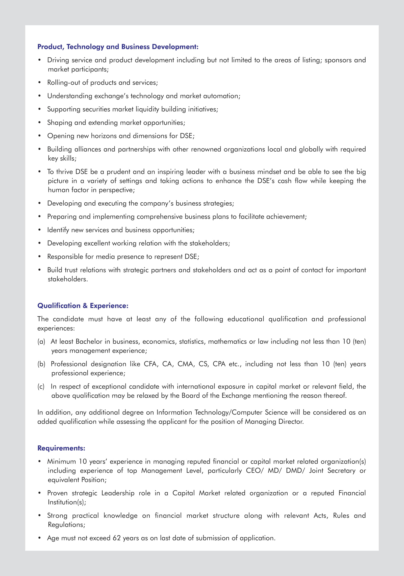 Dhaka Stock Exchange Limited Job Circular 2022 DeshTribune