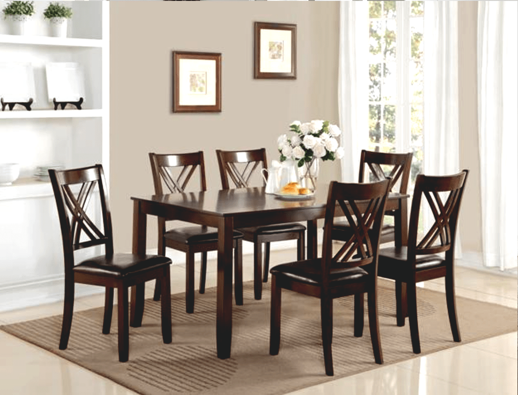 NEW 7PC Rich Brown Espresso Table 36" x 60" & 6 Chairs Dining Room