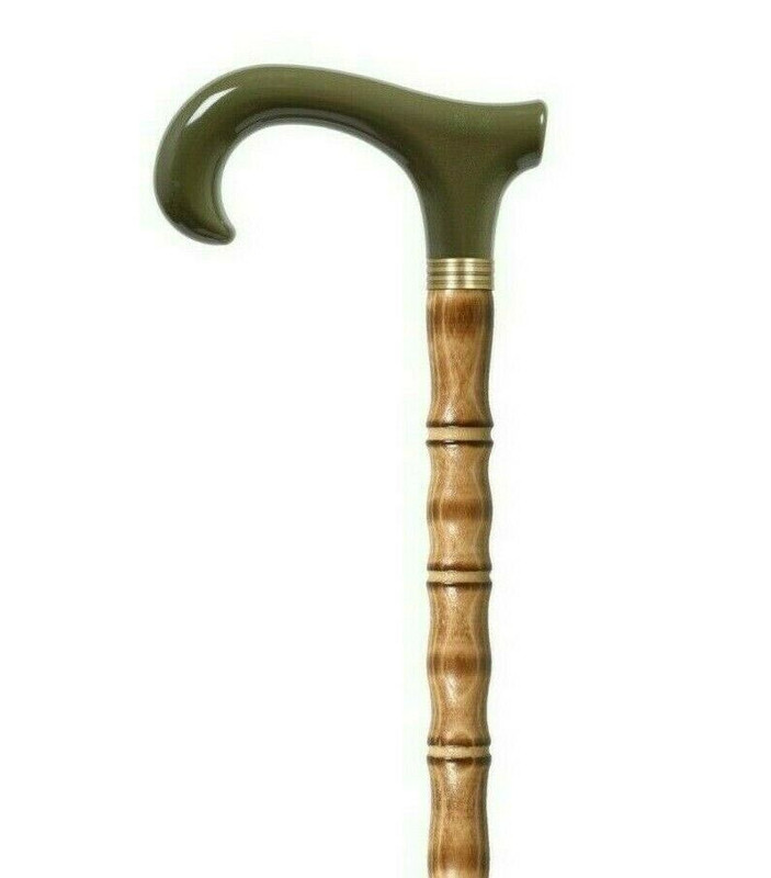 Walking Stick Cane Beech Wood Derby Handle Carved Shaft Functional