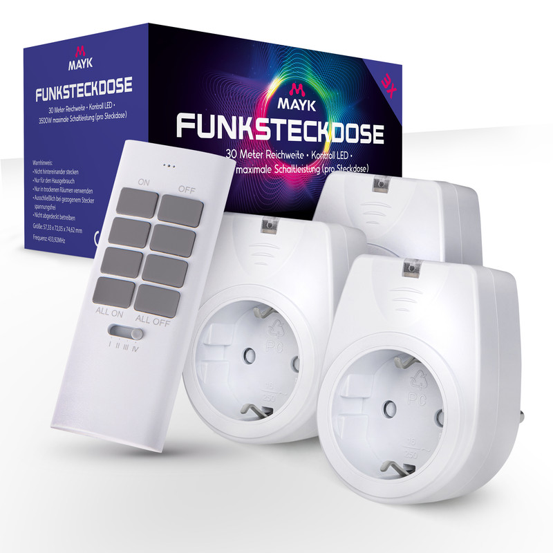 Funksteckdosen mit Fernbedienung 3er Set Funksteckdose Funk Steckdosen