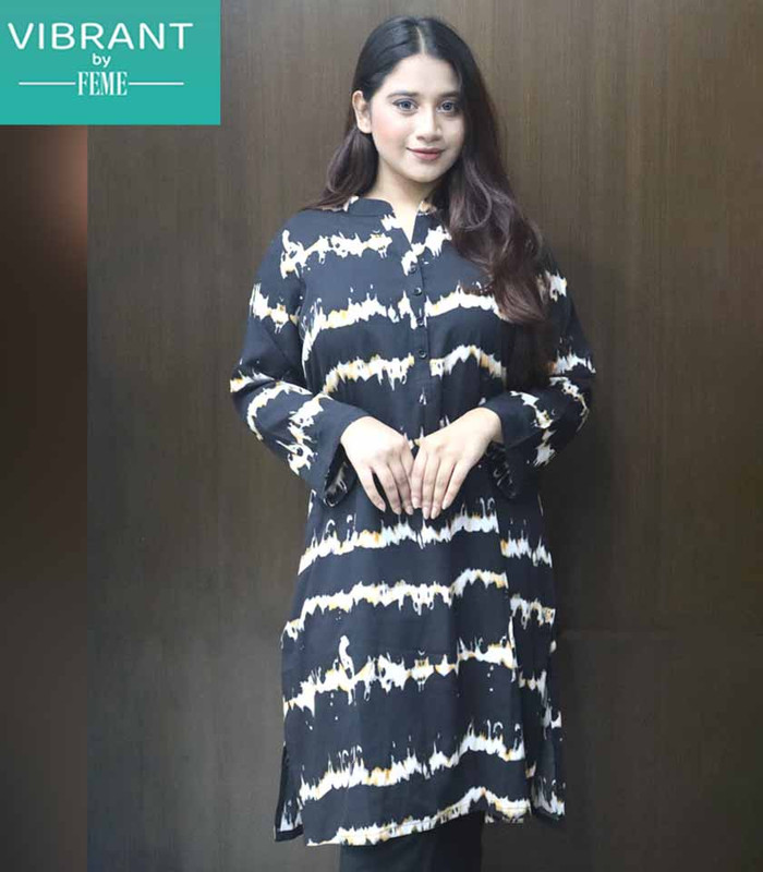 Round Collar Full Sleeve Short Kurti TaiDai FIT ELEGANCE