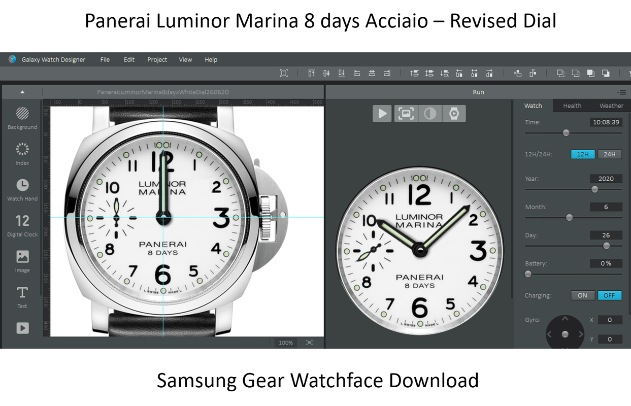 Download the Panerai Luminor Marina 8 Days Acciaio watchface Updated
