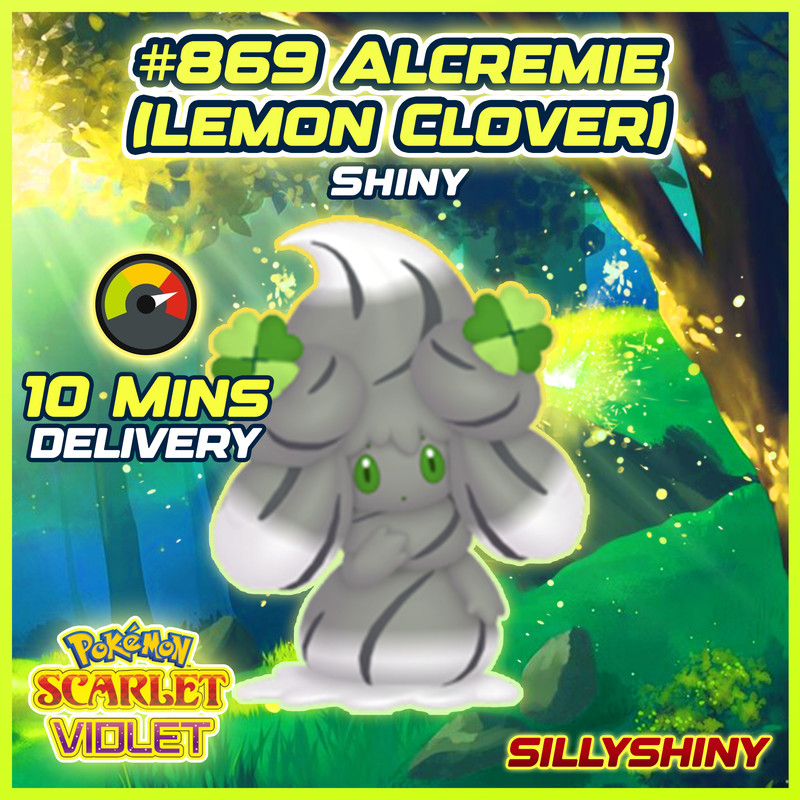 Alcremie Lemon Clover Shiny Scarlet Pokemon EV'D Violet Fast Trade 6IV