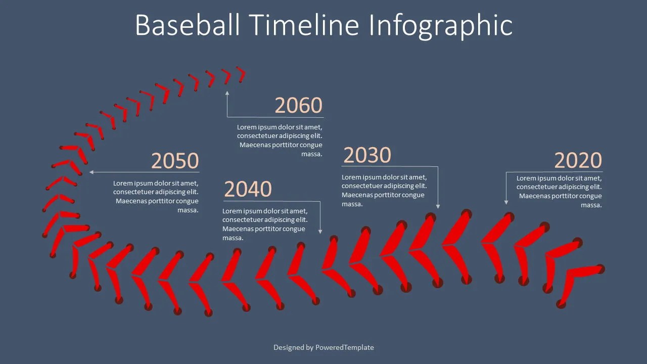 Baseball Timeline Infographic Kostenlose Präsentationsvorlage für