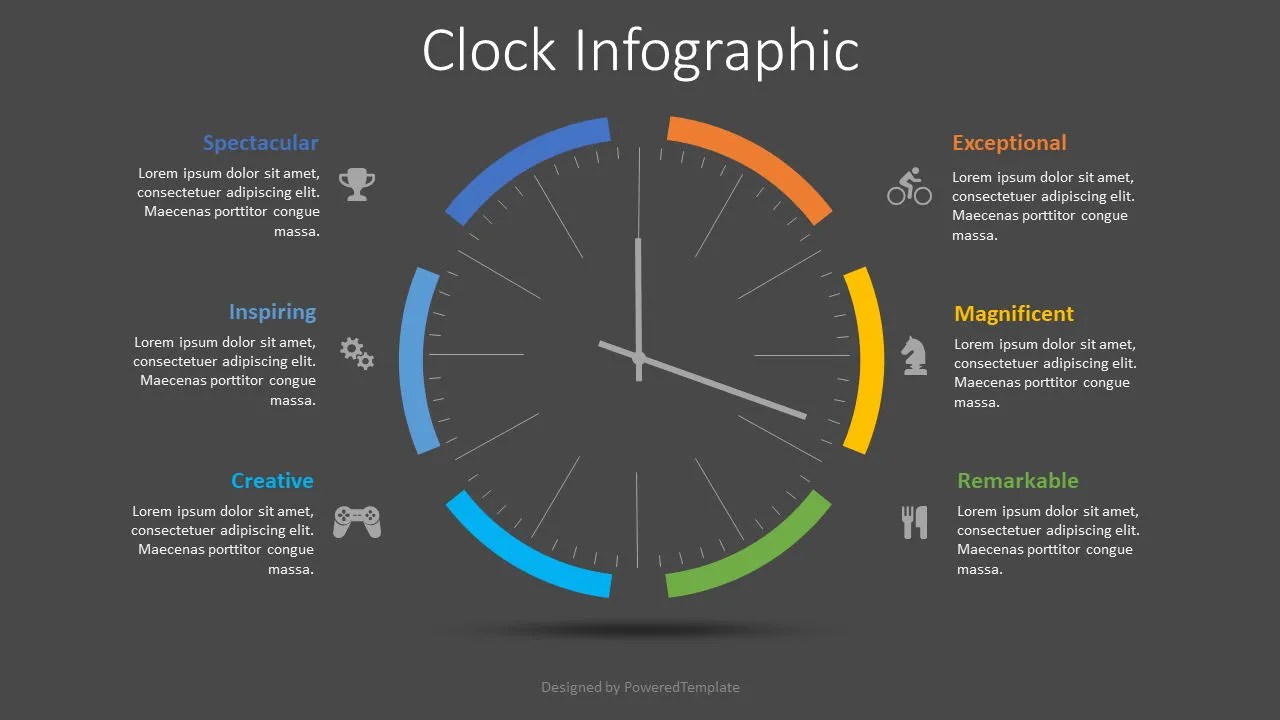 Clock Face Infographic Kostenlose Präsentationsvorlage für Google Slides und PowerPoint 08496