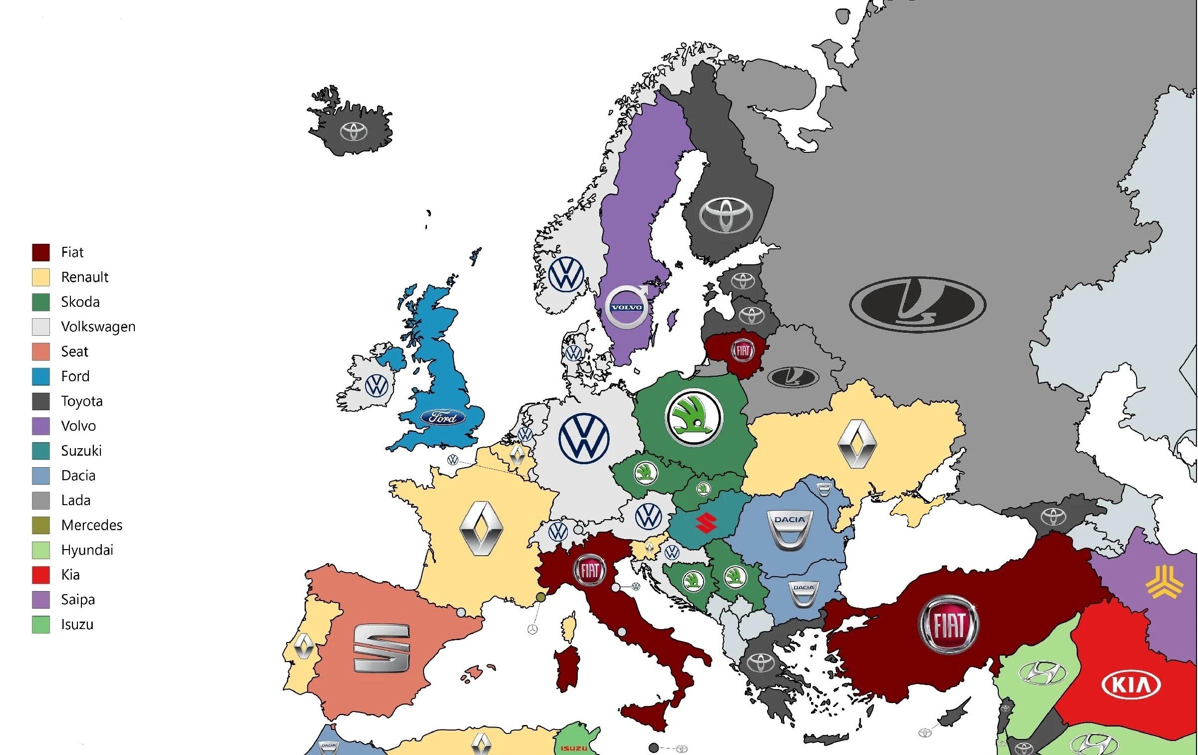Best selling car brands in European countries (2019) r/europe
