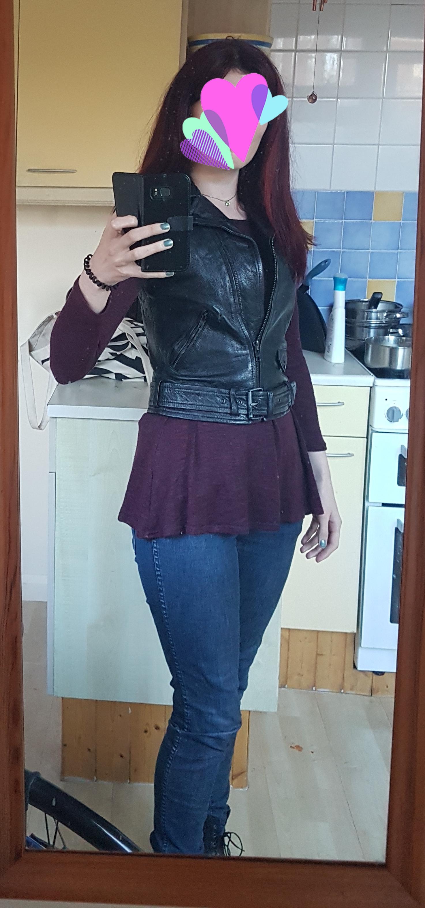 Battered old leather jacket waistcoat r/sewing