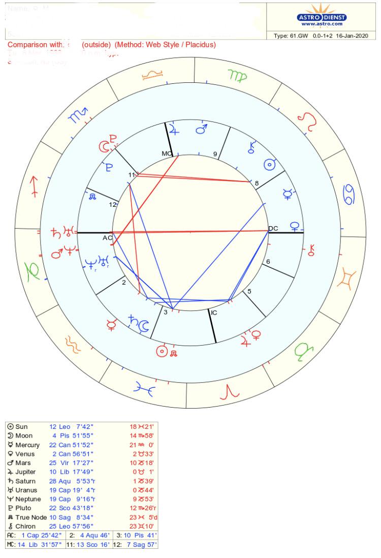 Curious about Twin flame & Karmic connections? Synastry chart below for