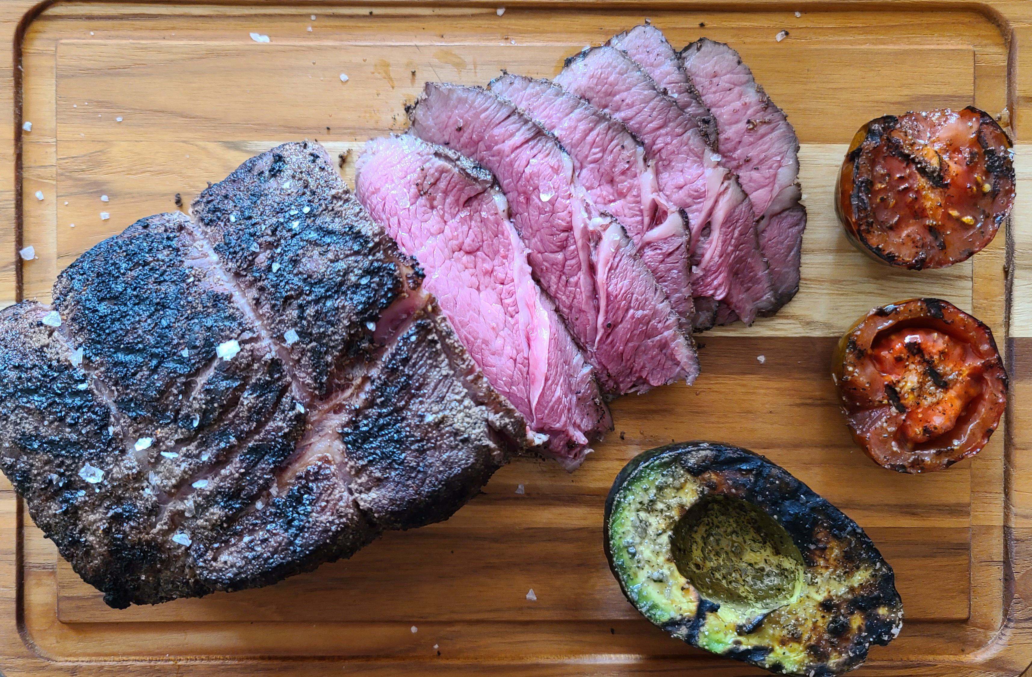 130 for 16 hours. Charcoal sear directly over the chimney. r/sousvide