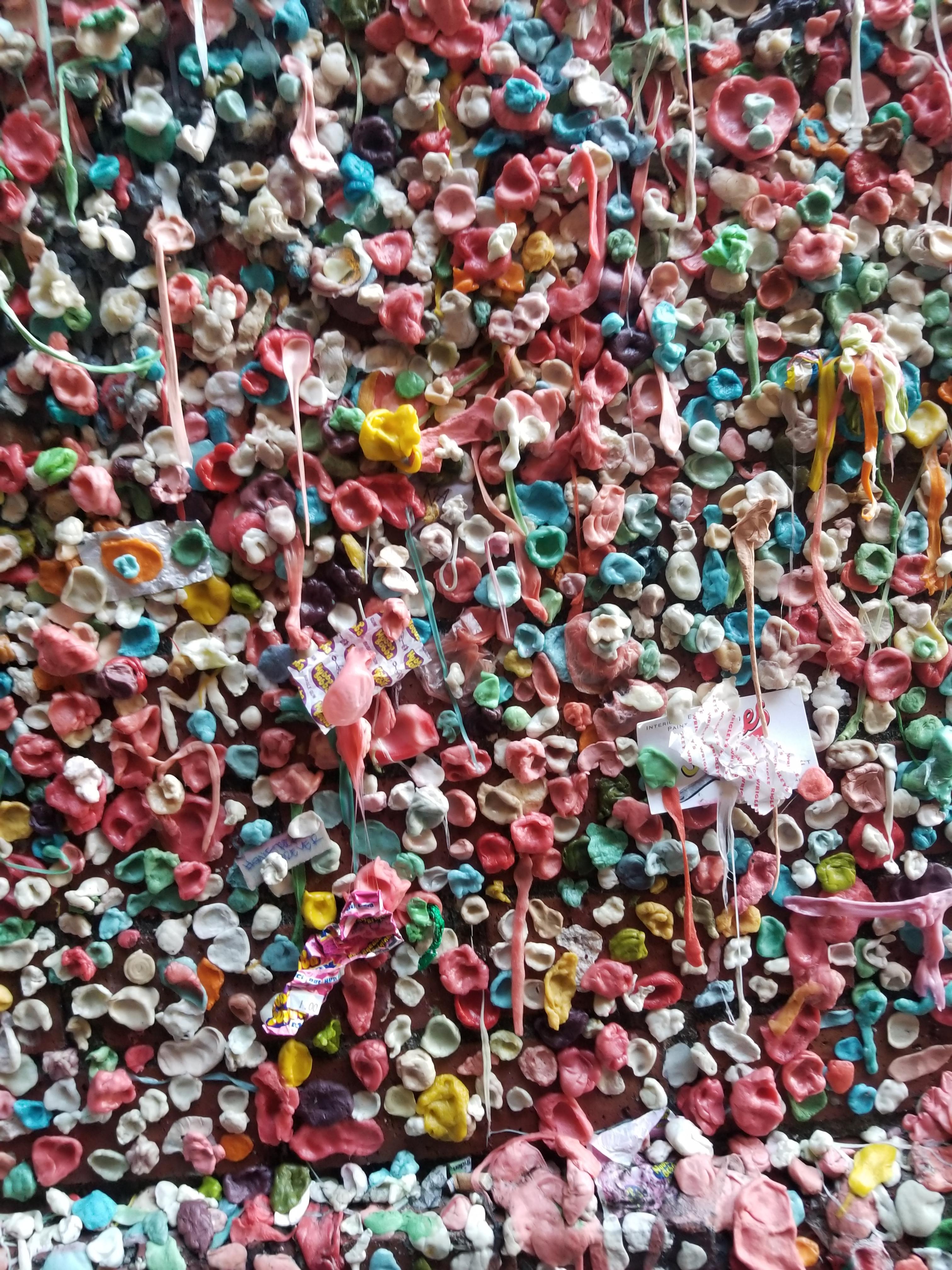 The gum wall in seattle is filled with gum from thousands of people