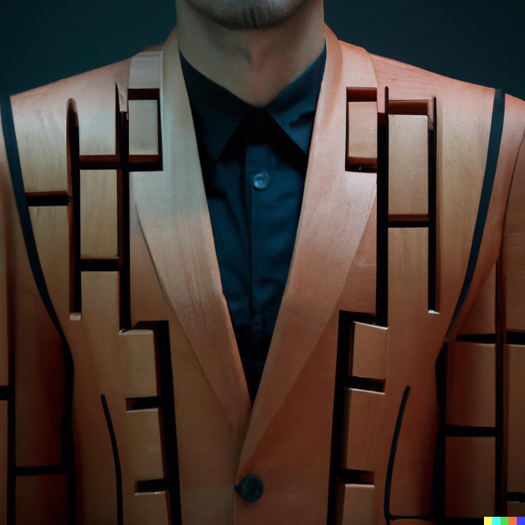 A man wearing a stylish suit made of wood r/dalle2