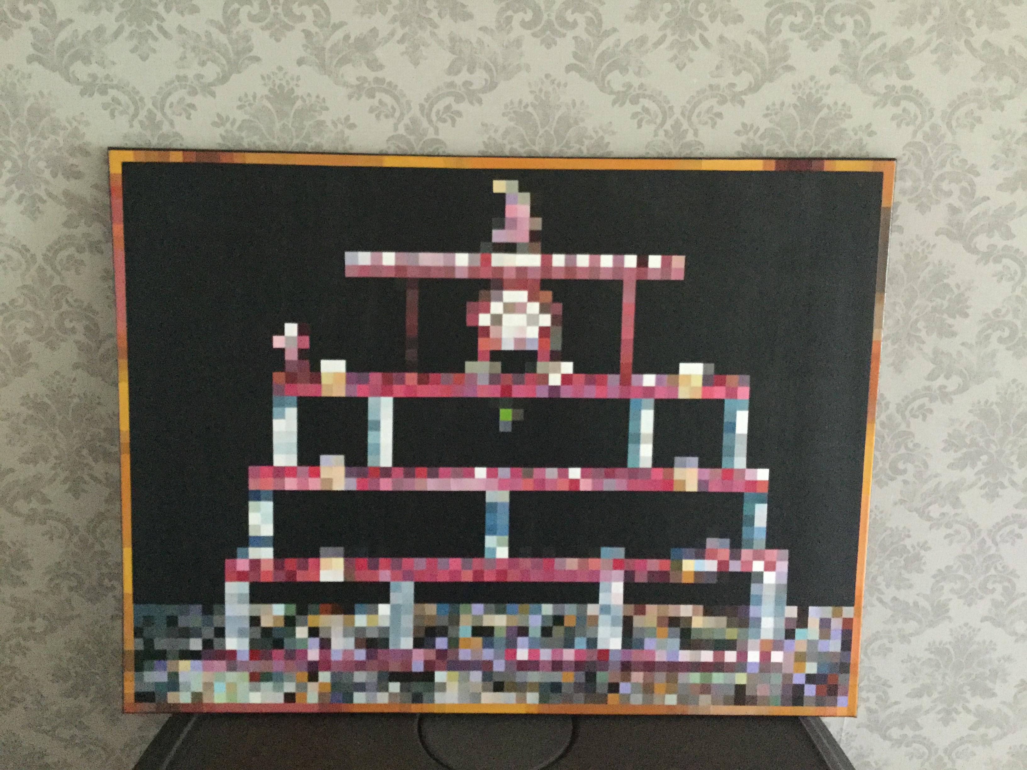 My sister painted the Minecraft Donkey Kong painting for my birthday