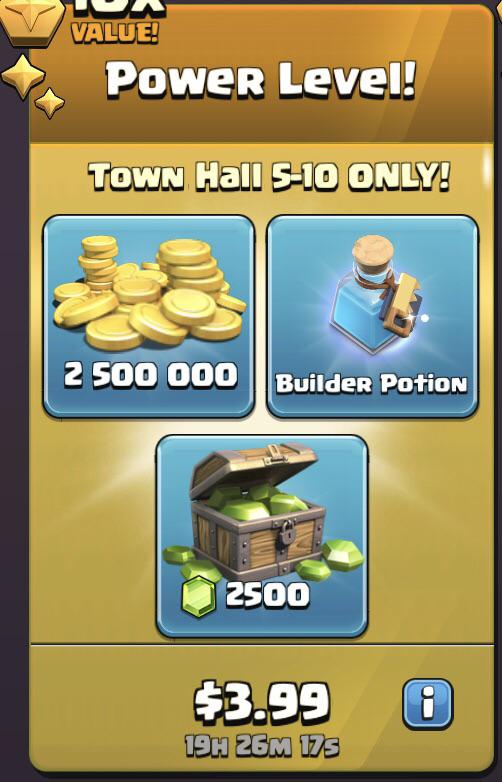 Anyone else got this pack? Gold, 2500 gems and a builder potion for 3