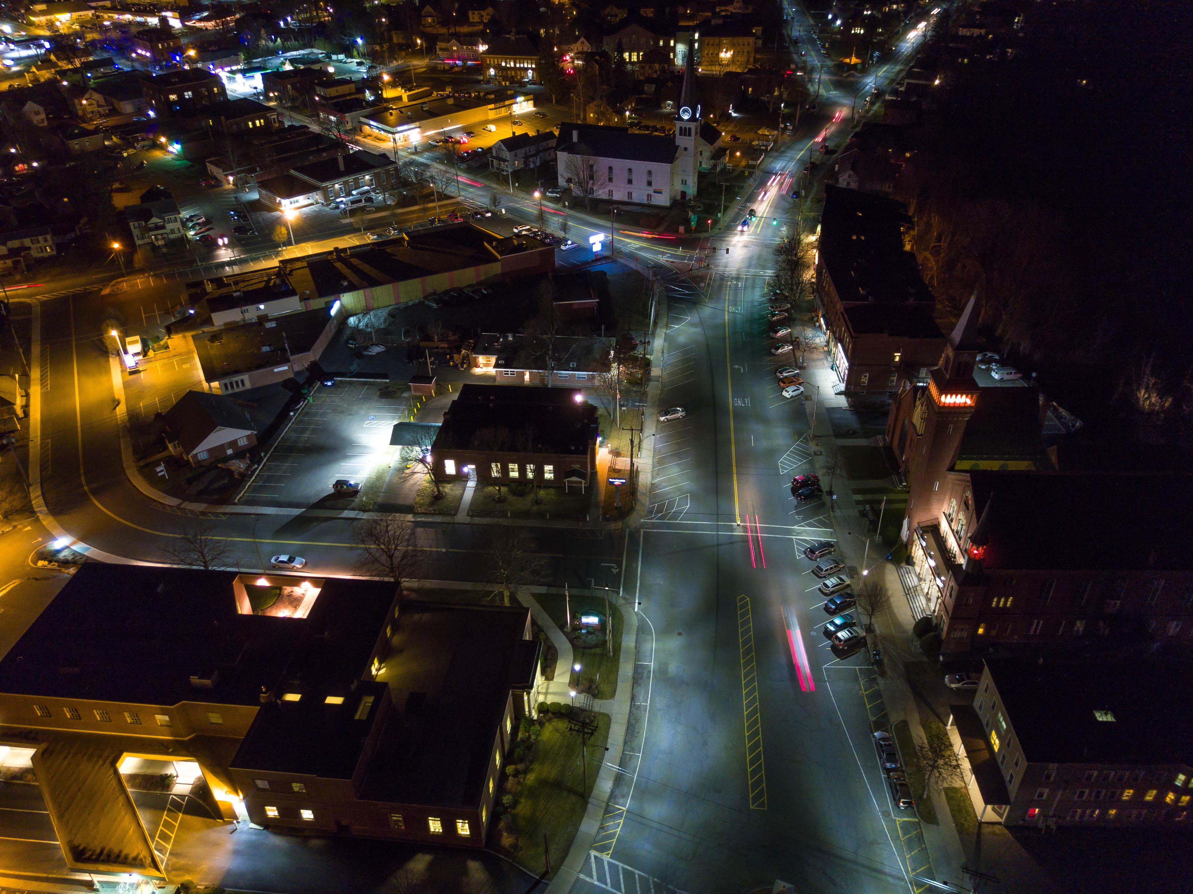 Main Street at Night (Easthampton, MA) r/djimavic