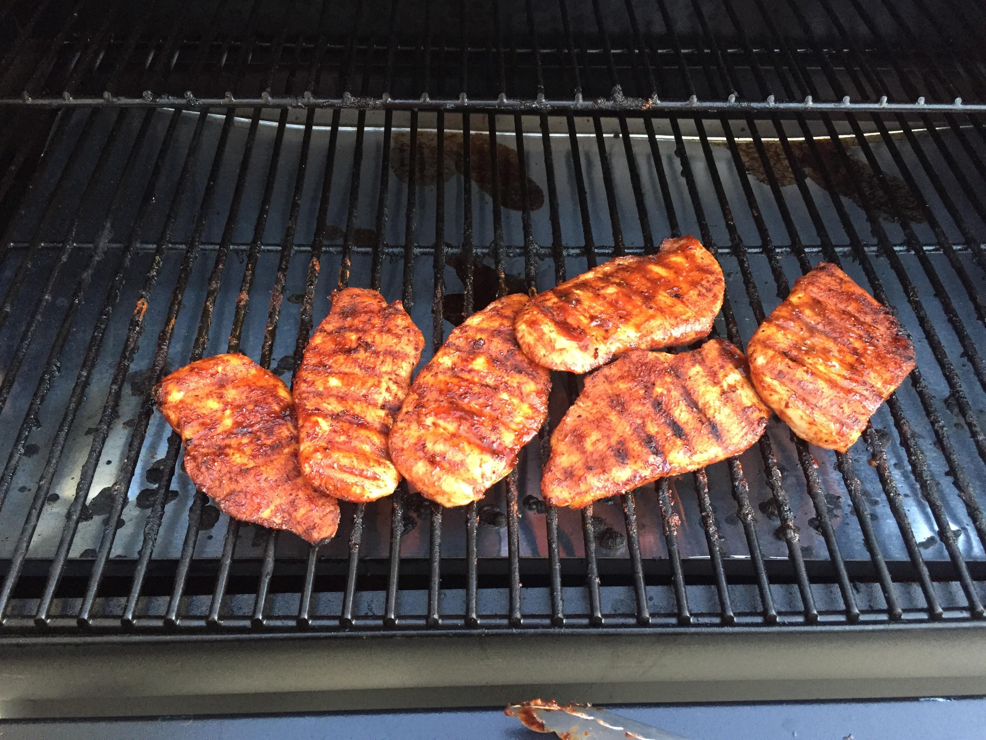 Grilled chicken on the pro series 34! er KC BBQ dry rub and a little