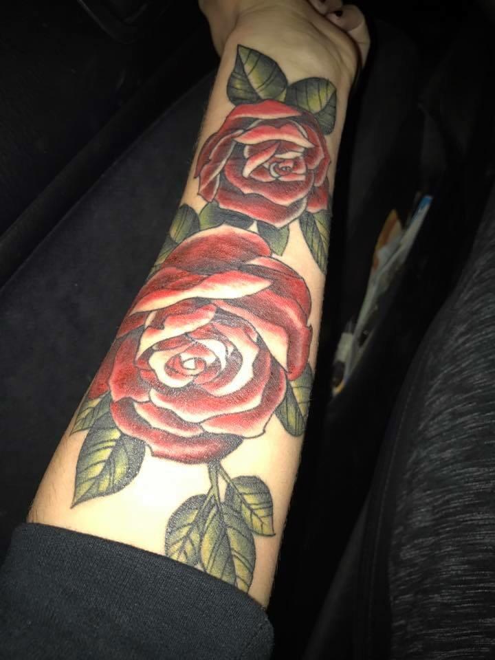 Roses to cover up my selfharm scars. Done by Jon at Solid State Tattoo