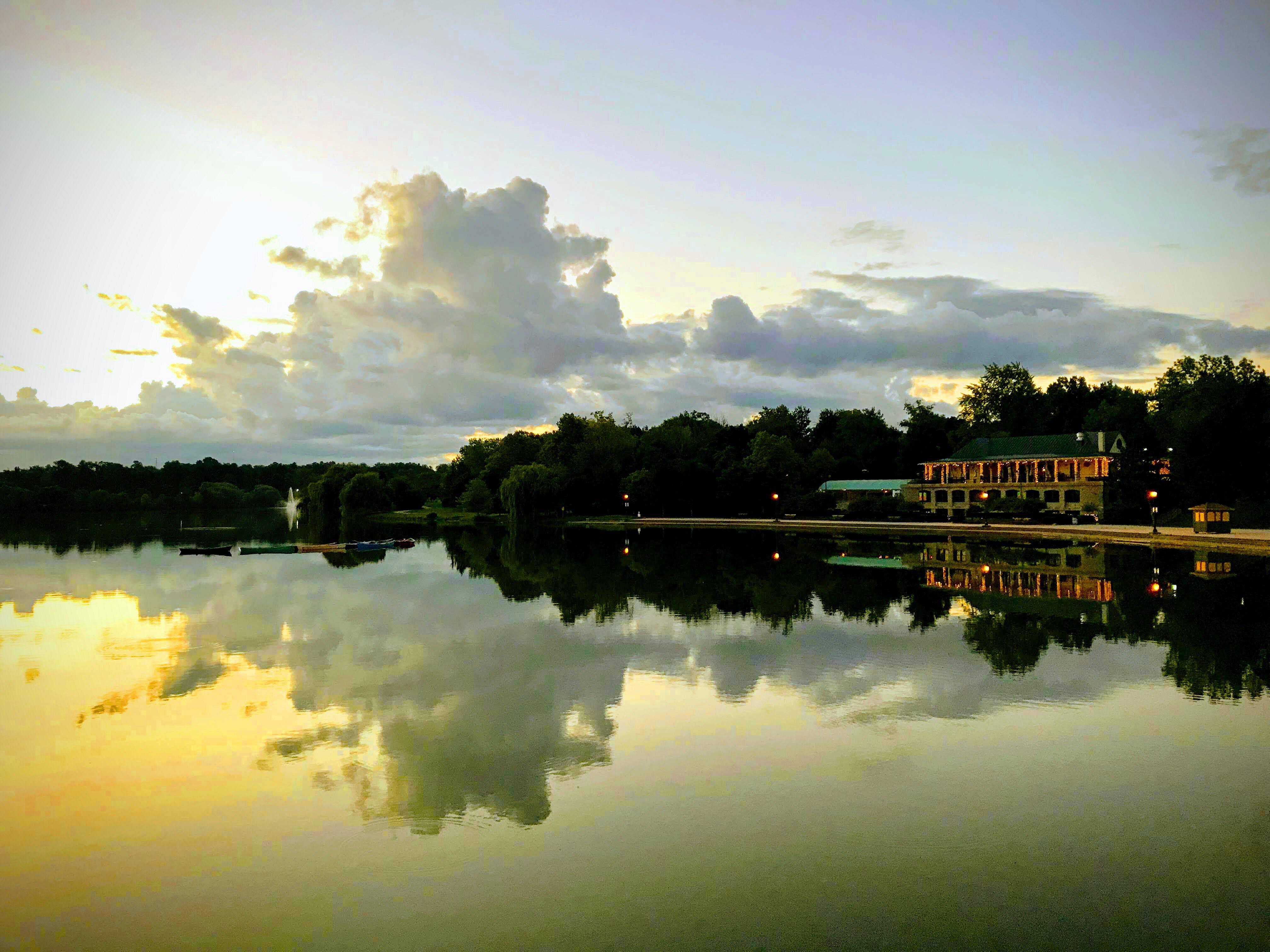 Photo I took of Marcy Casino Hoyt Lake in Buffalo. I just really like the reflection. The sun