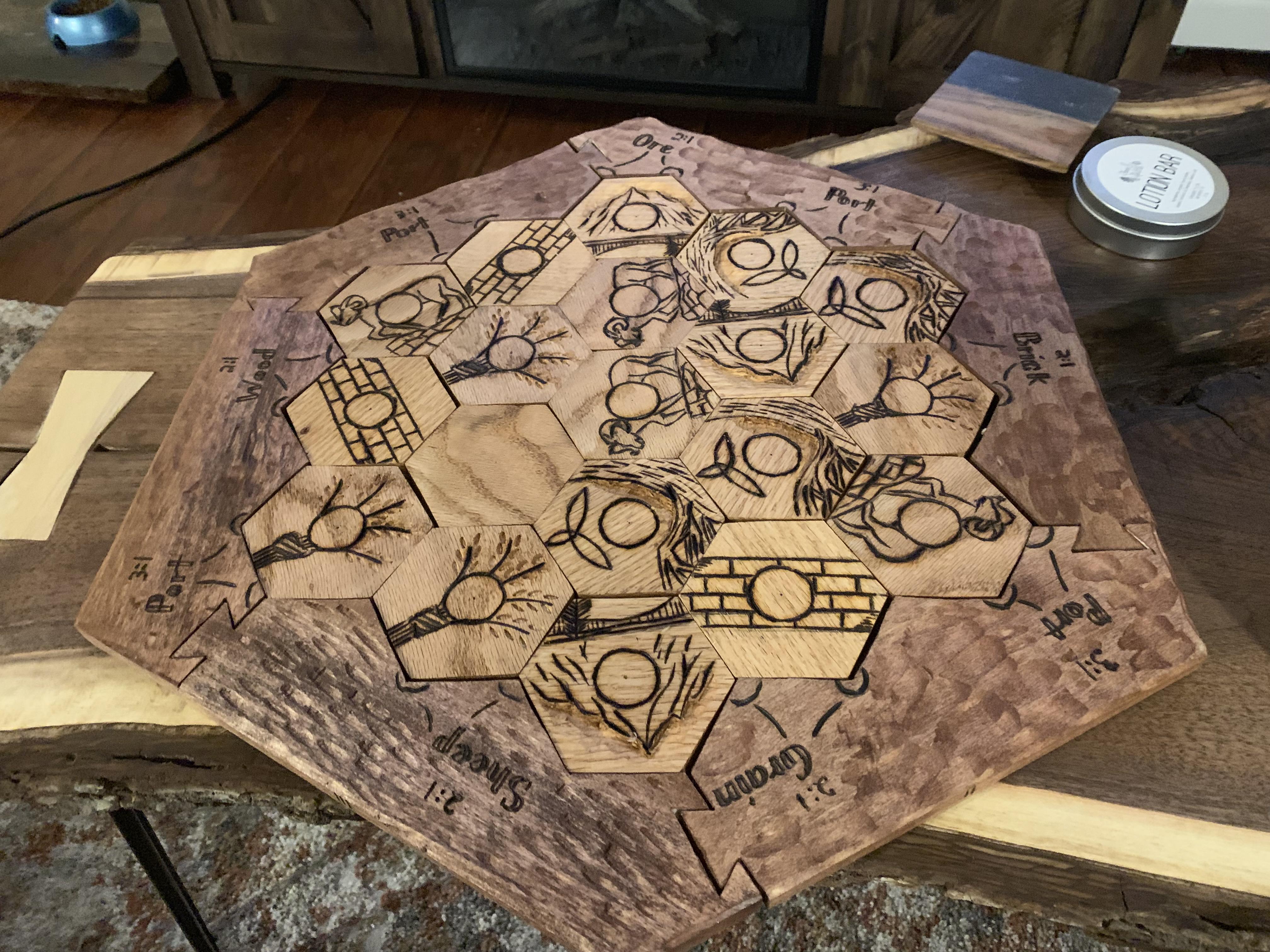 Decided to try my hand at a wooden Catan board. Due to copyrights, does