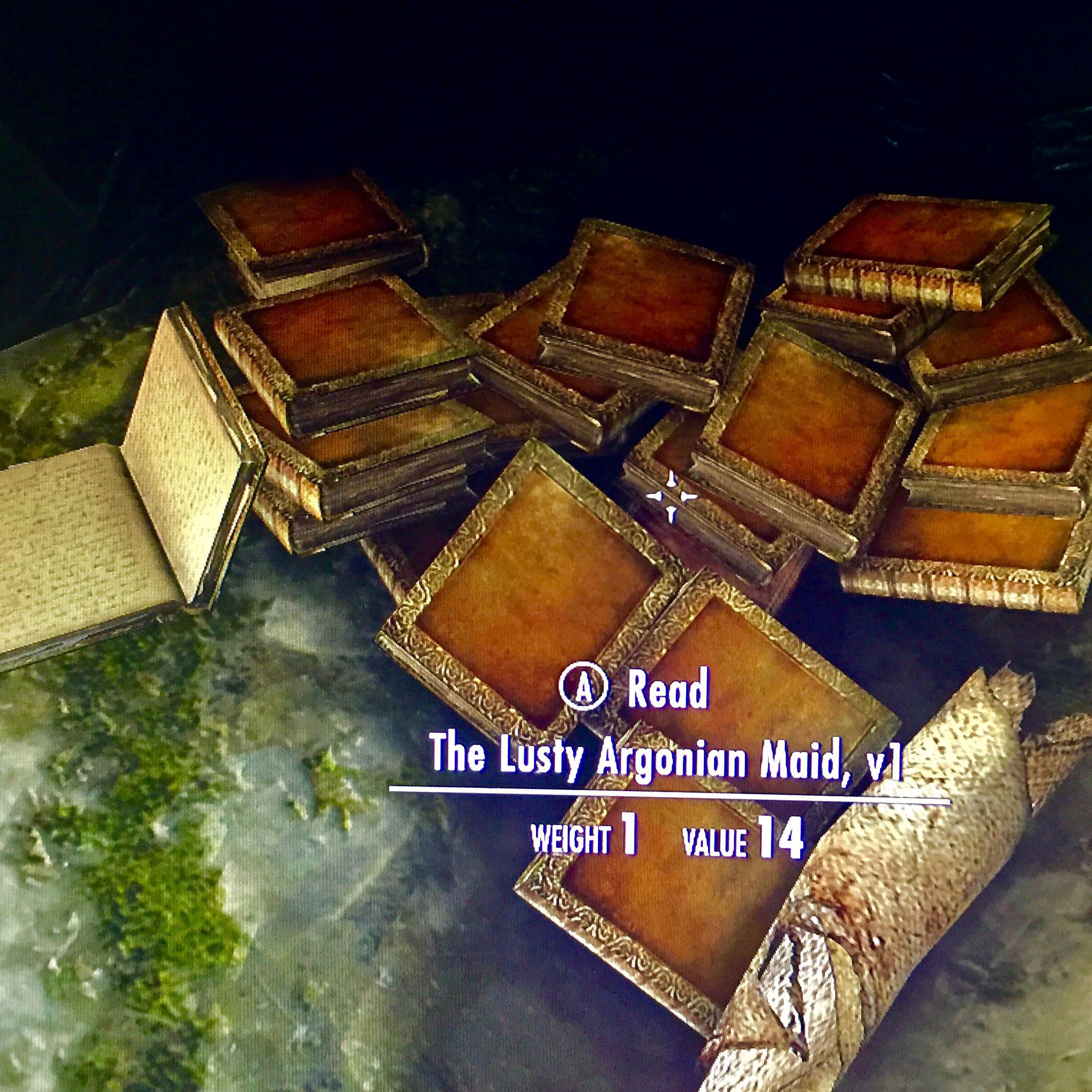 Just found a stash of solely "Lusty Argonian Maid" volumes in a cave on