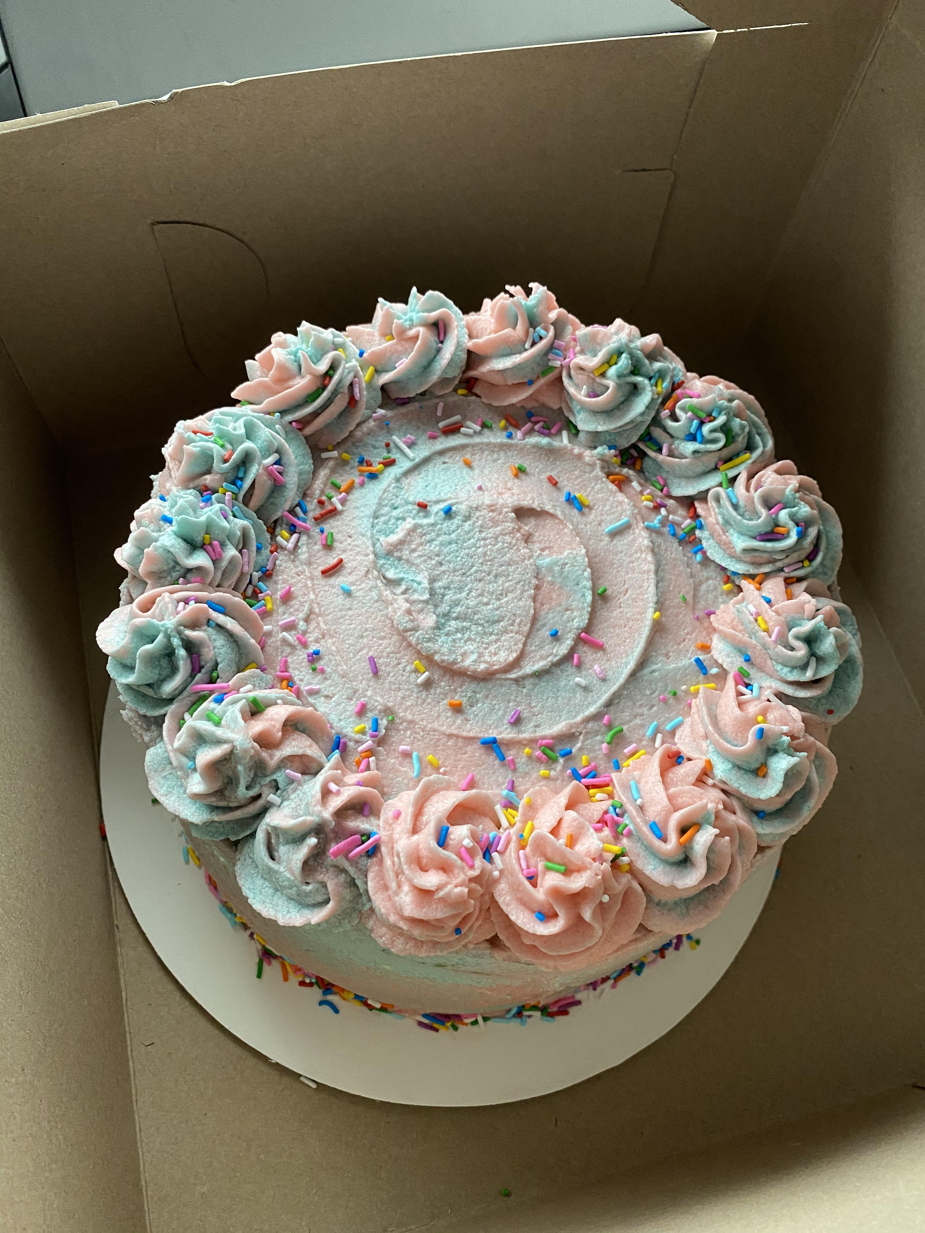 My vegan cotton candy birthday cake from the Mighty Acorn Vegan Kitchen