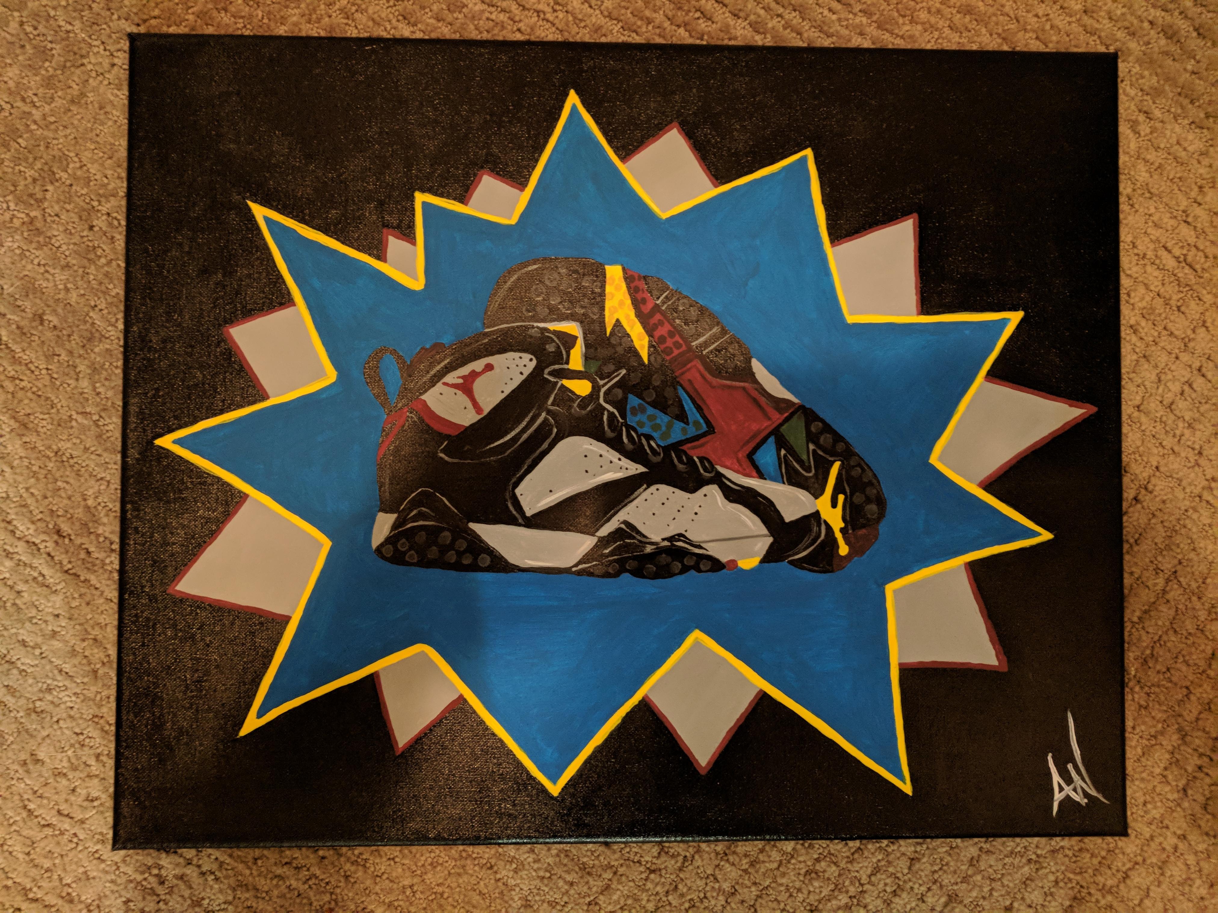 Air Jordan 7 Bordeaux [20x16] acrylic paint on canvas r/Art