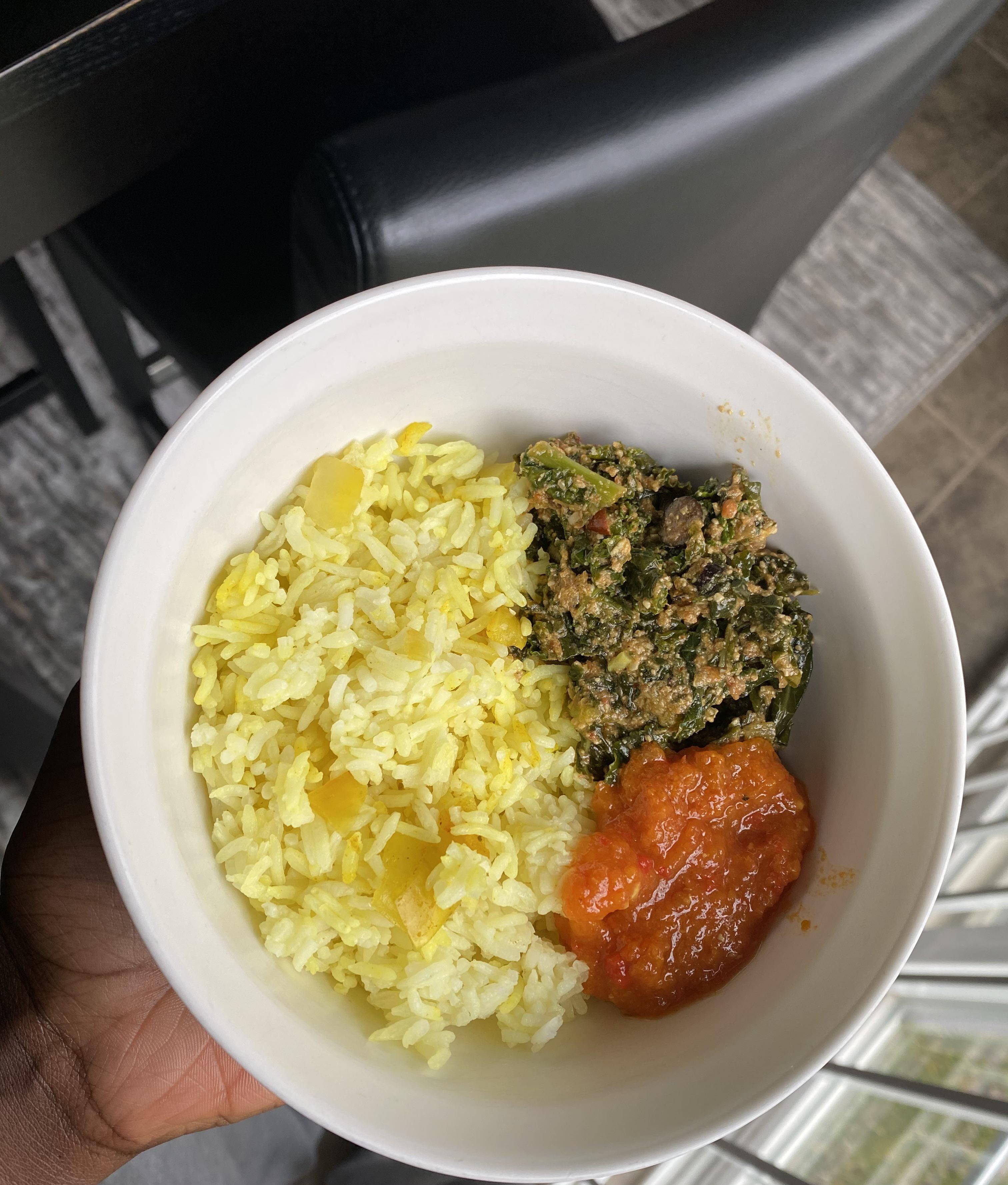 Nigerian Egusi soup, stew, and rice r/vegetarian