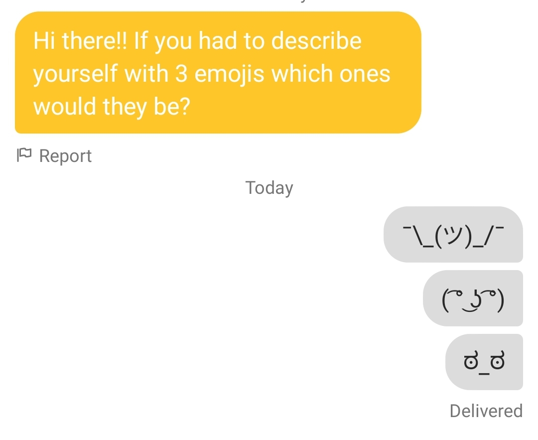 Describe yourself with emojis r/Bumble