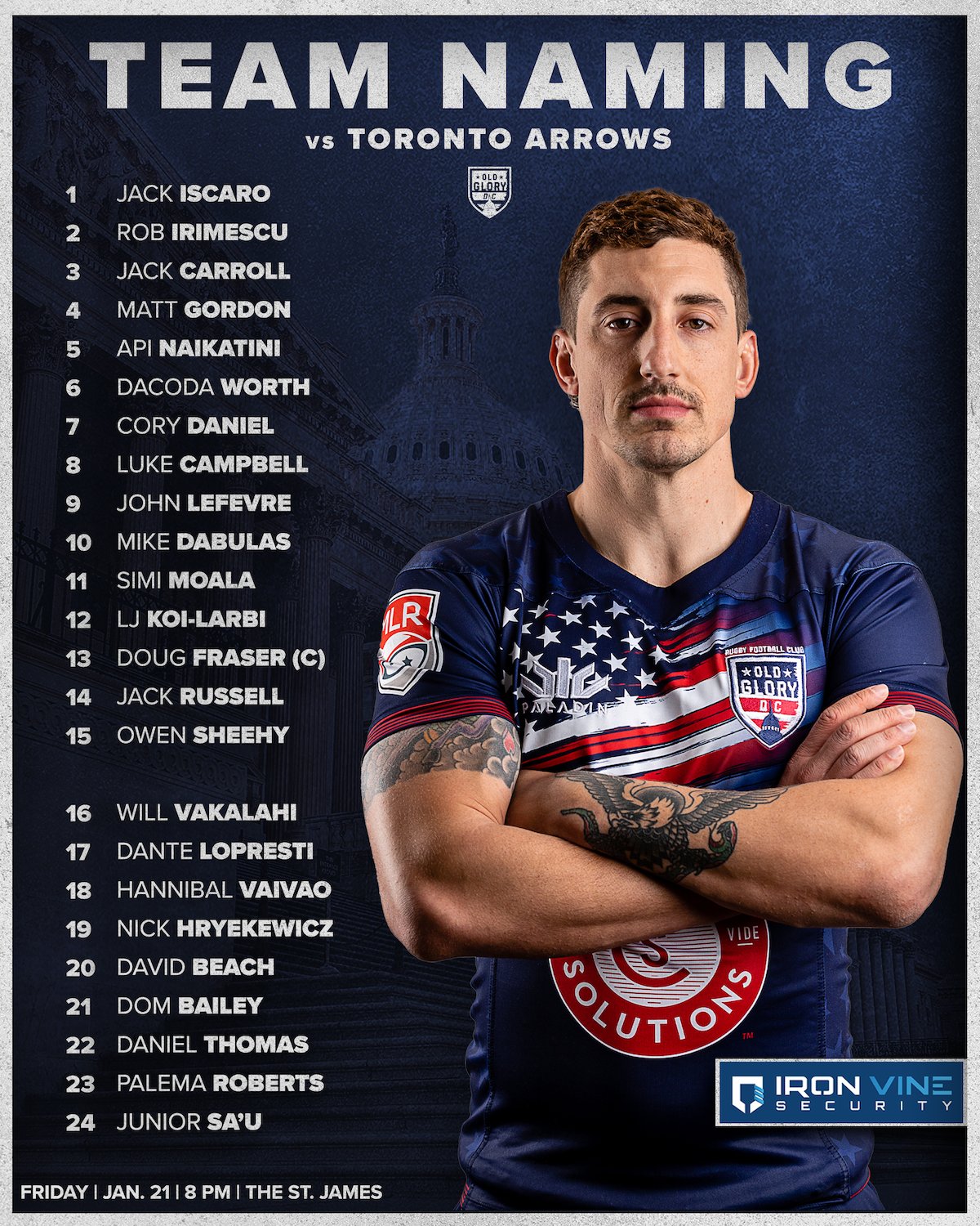 Old Glory roster for their first preseason match r/MLRugby