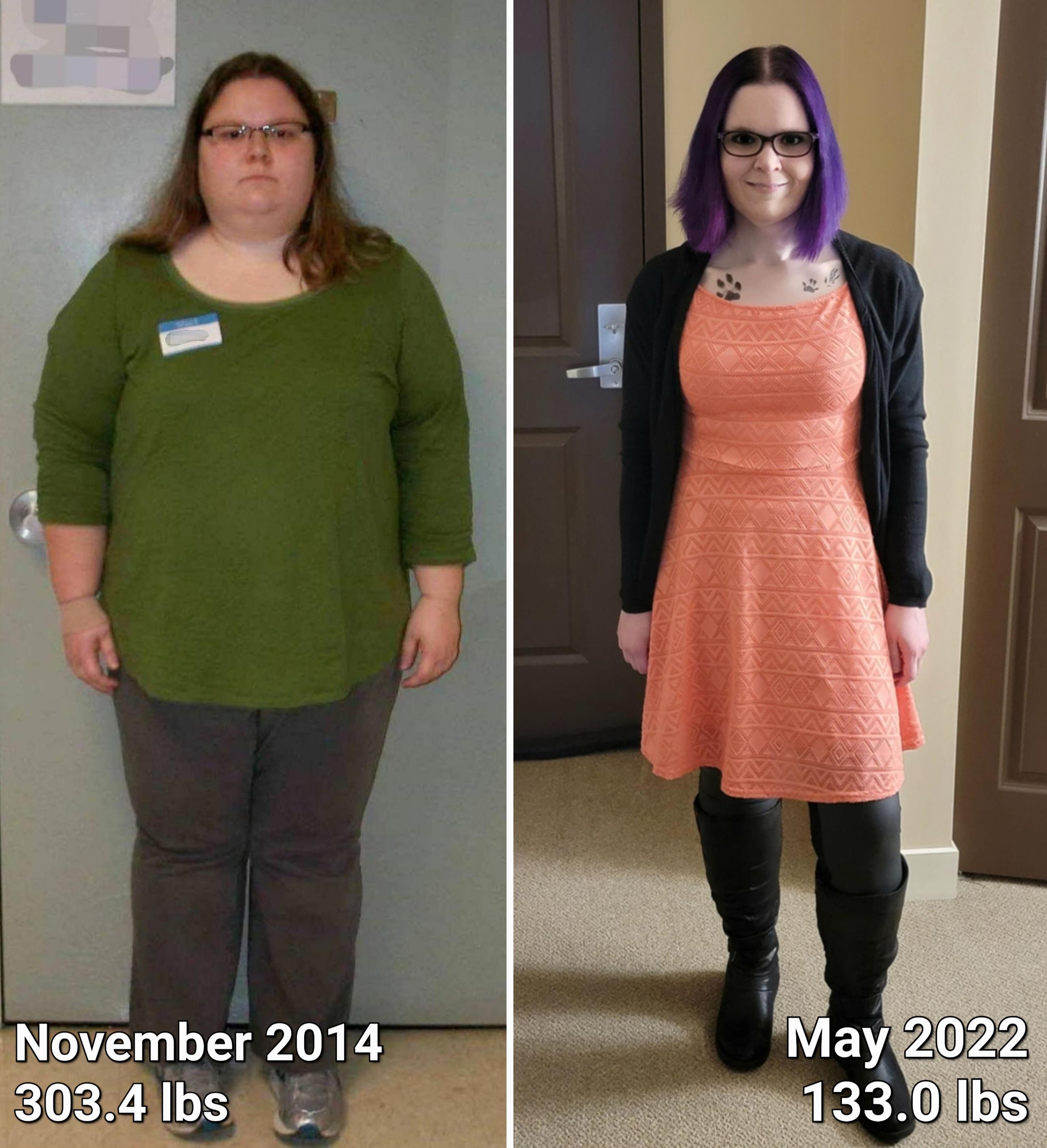 F/37/5'5" [303 lbs > 133 lbs = 170 lbs] (7.5 years) It took awhile, had
