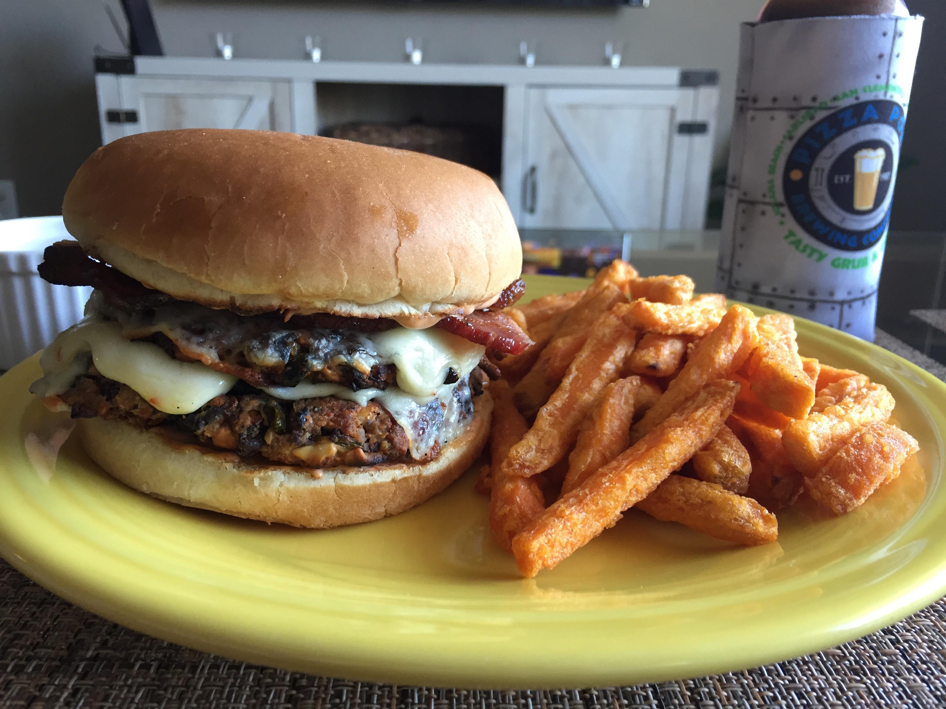 Kenji's really awesome black bean burgers with pepperjack and bacon r/seriouseats