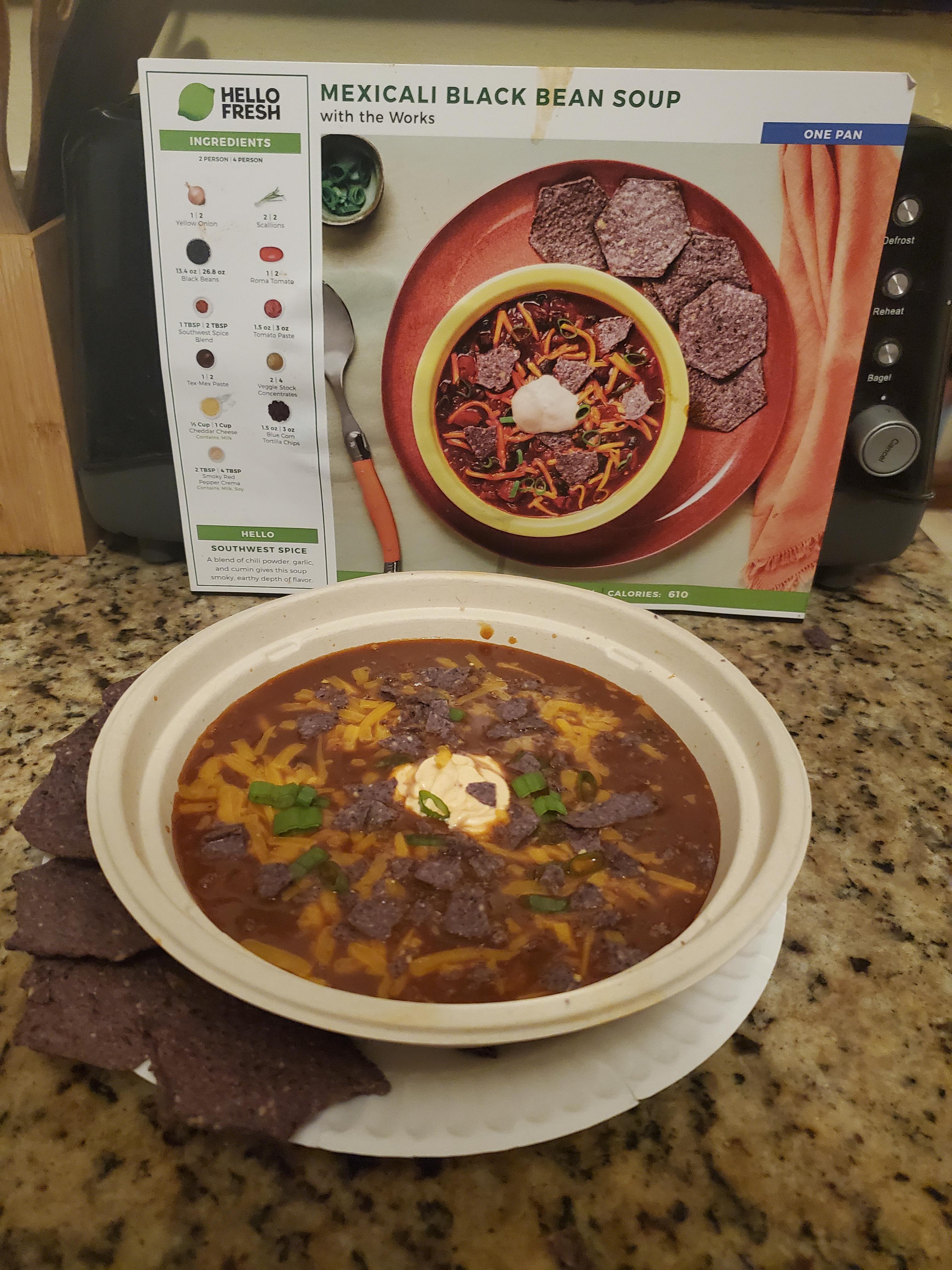 Mexicali Black Bean Soup in a paper bowl r/hellofresh