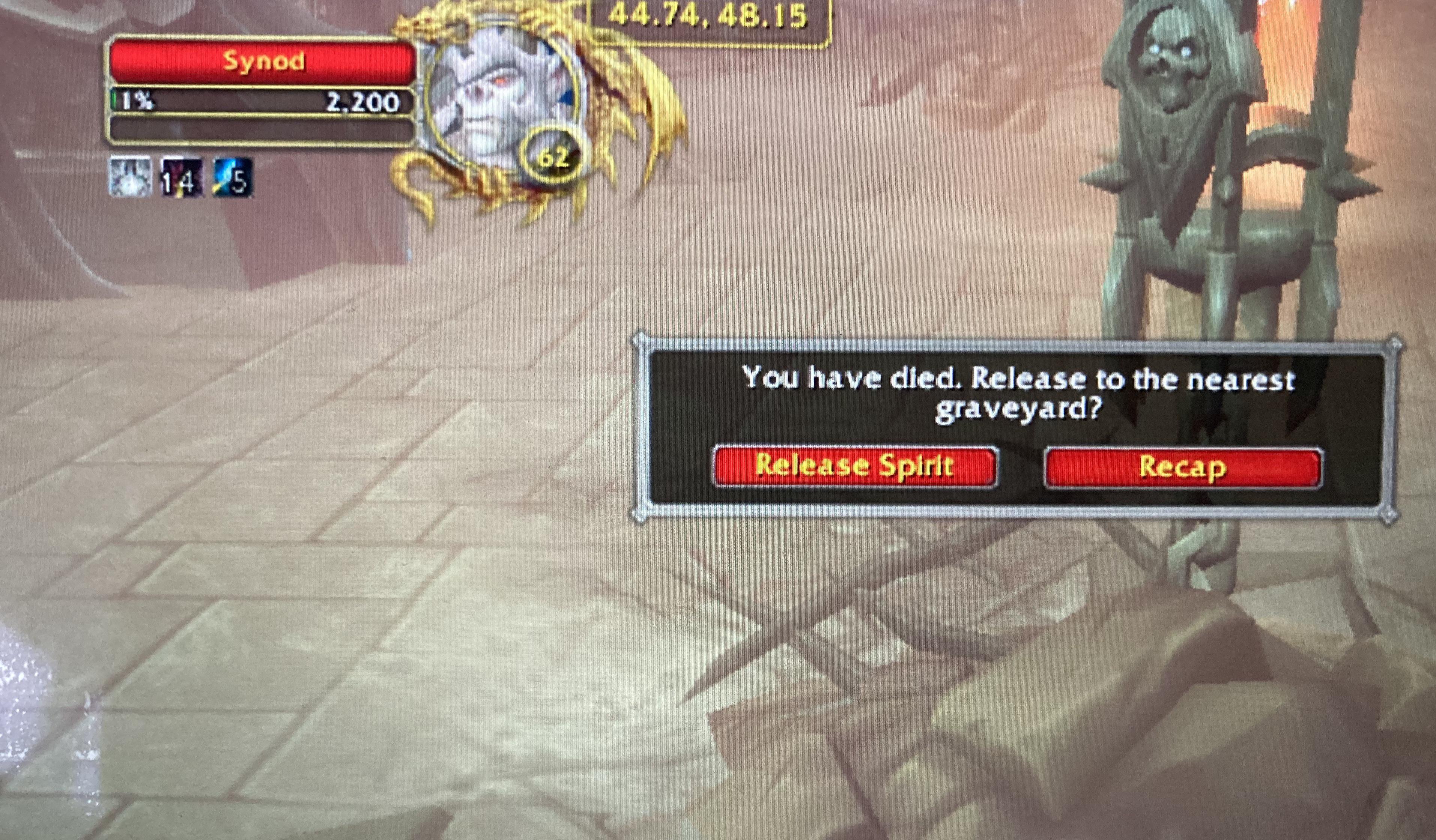 Got Synod down to 1 and died. Had zero remaining deaths. 🙃