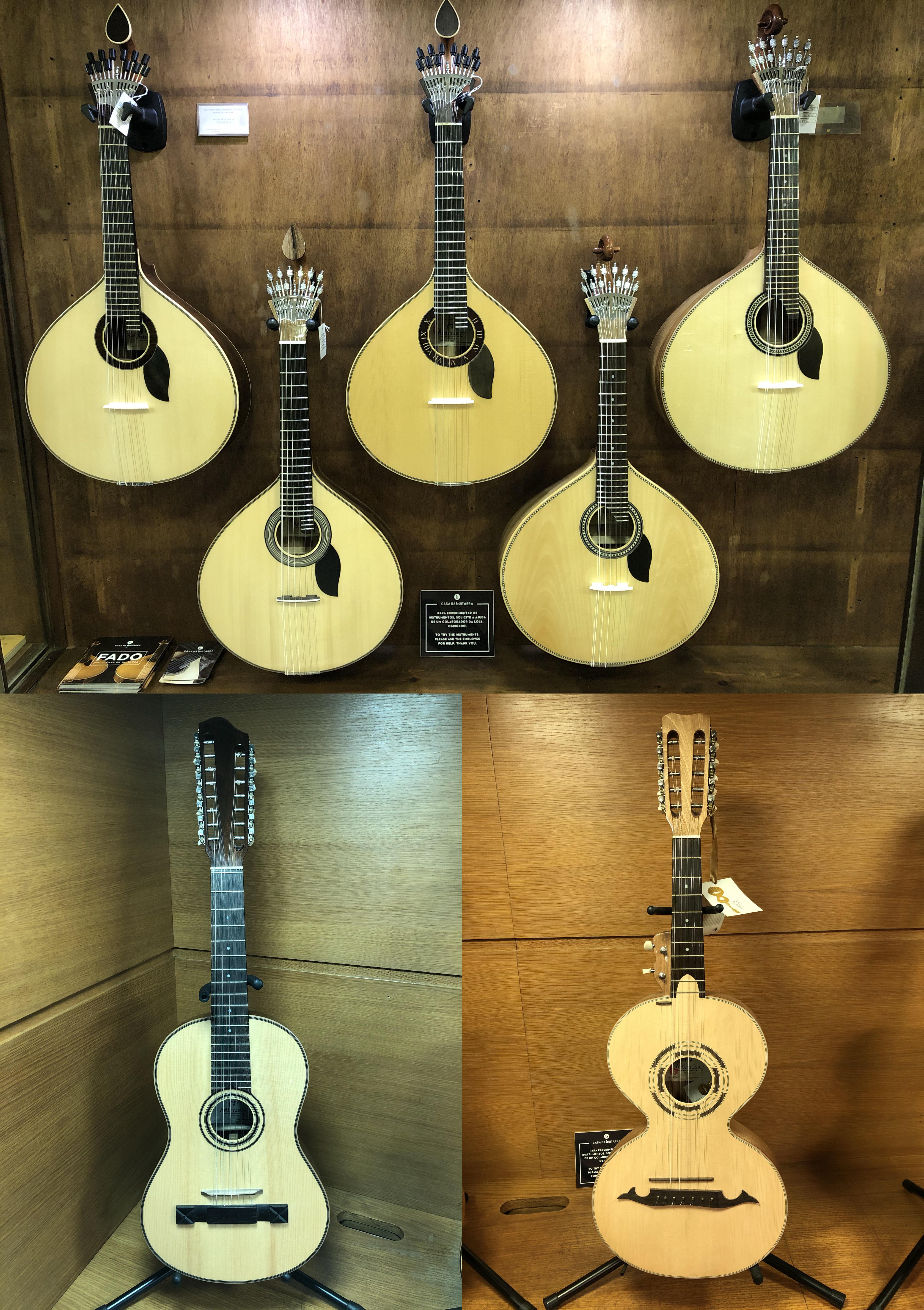 Some really cool portuguese guitars, 1215 strings, found in Porto