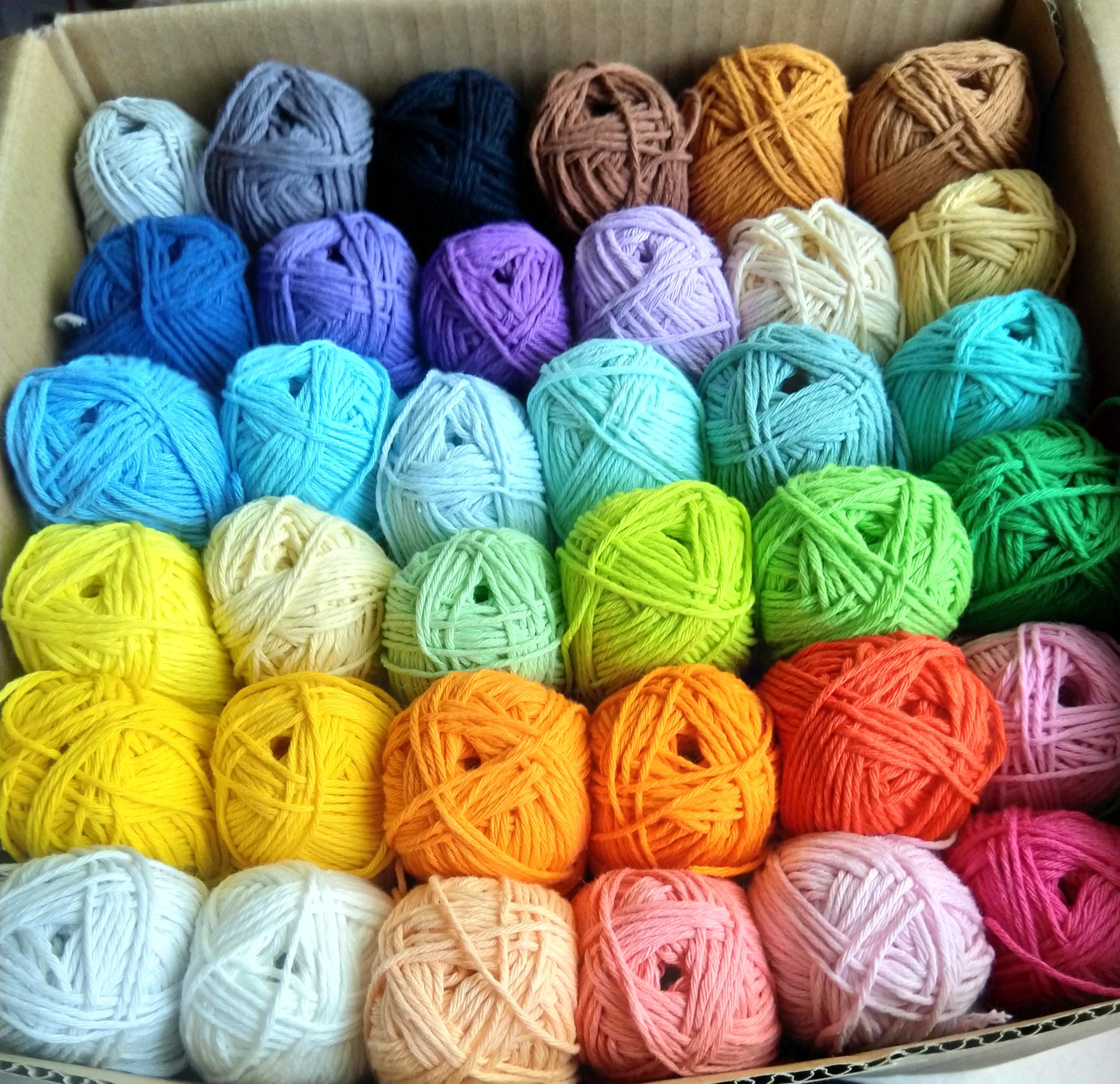 Aldi where I live was selling huge 72 pack boxes of DK cotton yarn for