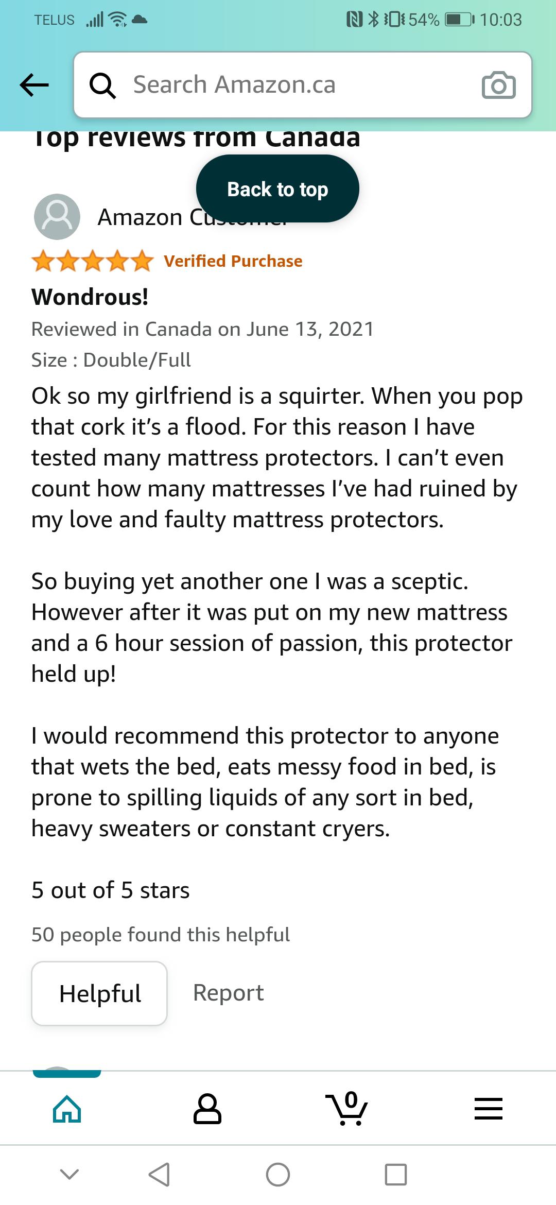 This review for a mattress protector 😂 r/funny