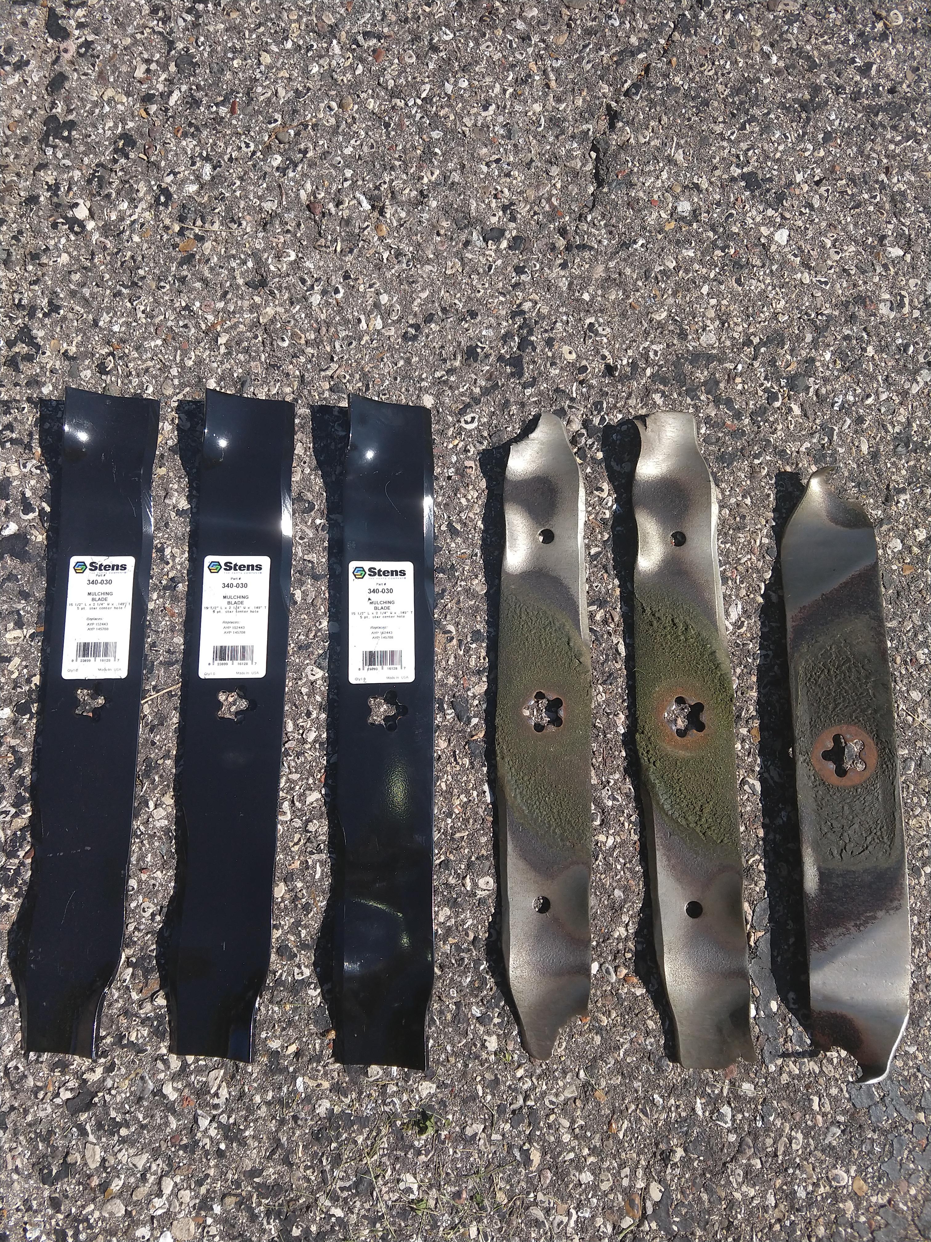 New mower blades VS old mower blades. r/pics