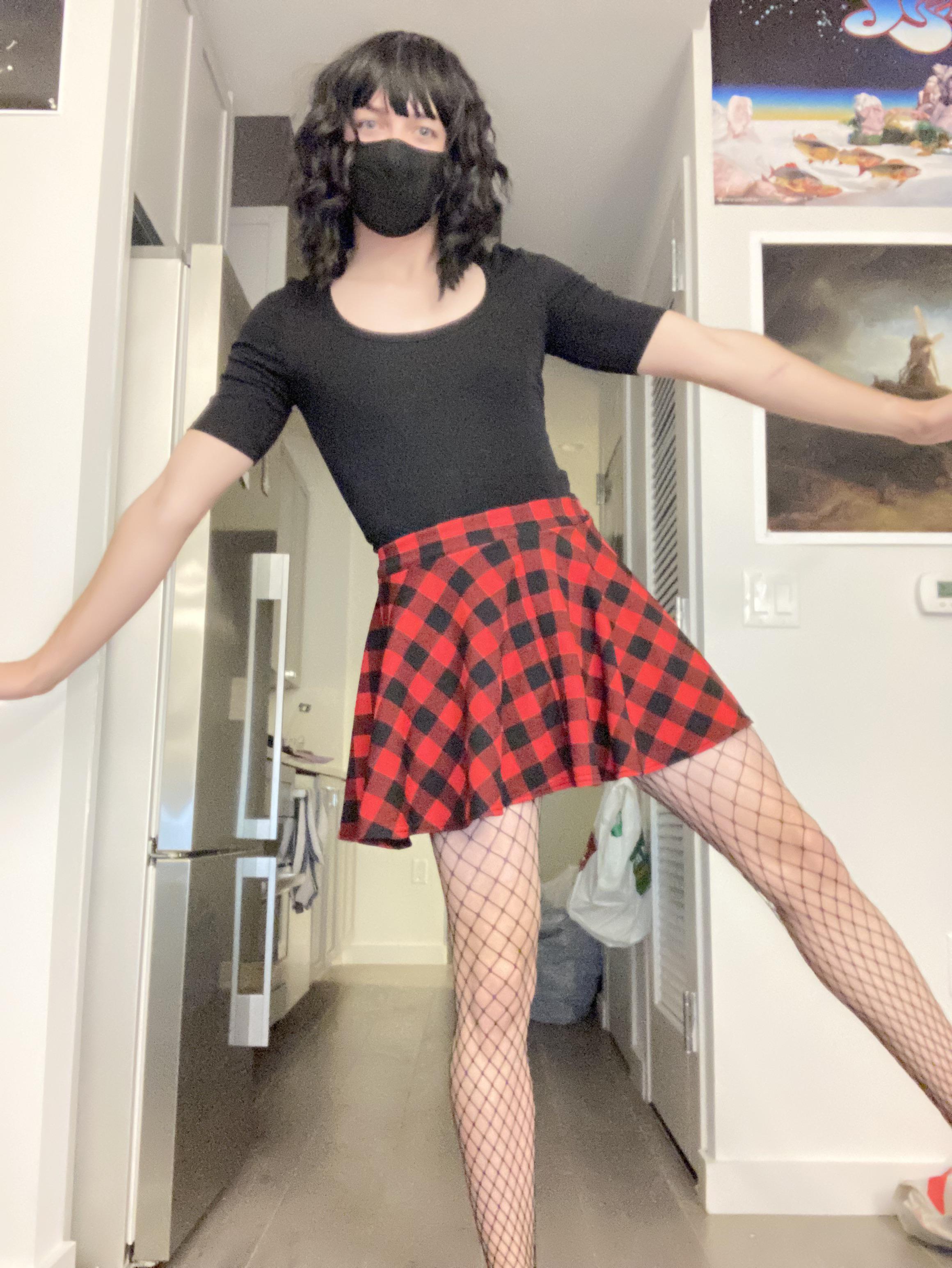 It’s a skirt + fishnets kind of day :3 : femboy
