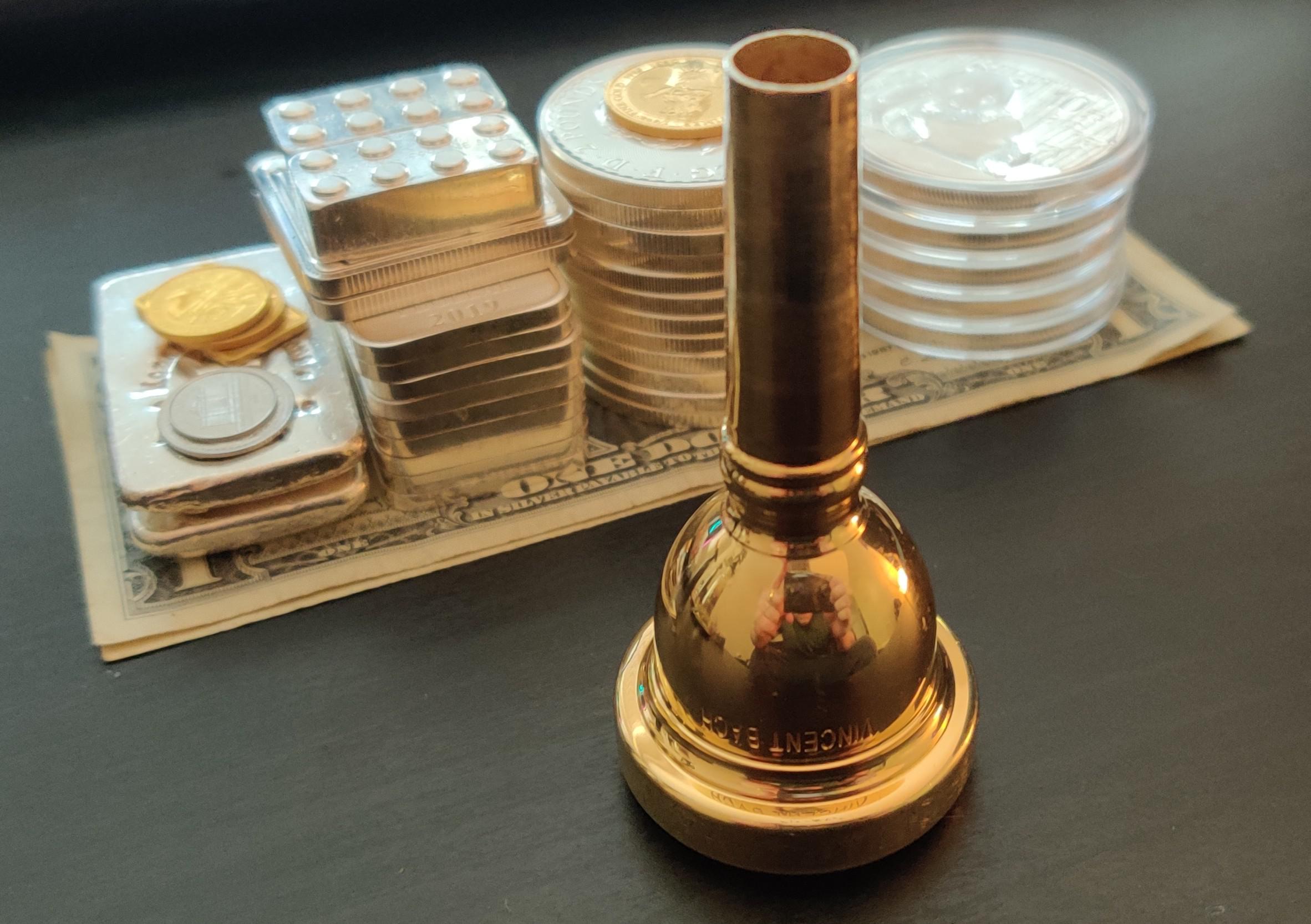 Not solid at all but this is my Vincent Bach 12C gold plated trombone